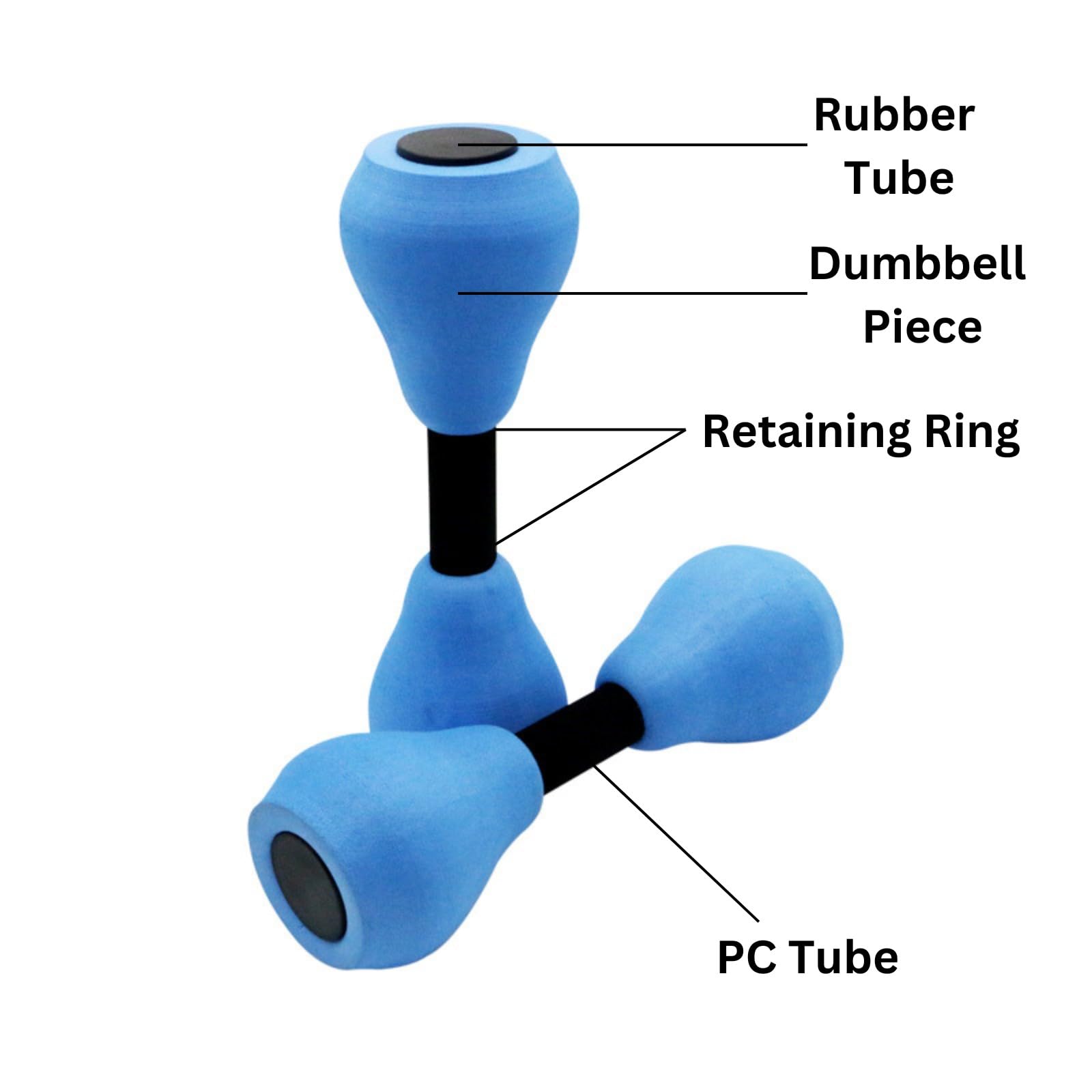 Lightweight EVA Foam Dumbbells for Aqua Aerobics, Water Exercise, Strength Training and Pool Fitness – 27.5cm Length, 68g Each – Soft, Durable, Non-Slip Design for Beginners, Seniors, Women