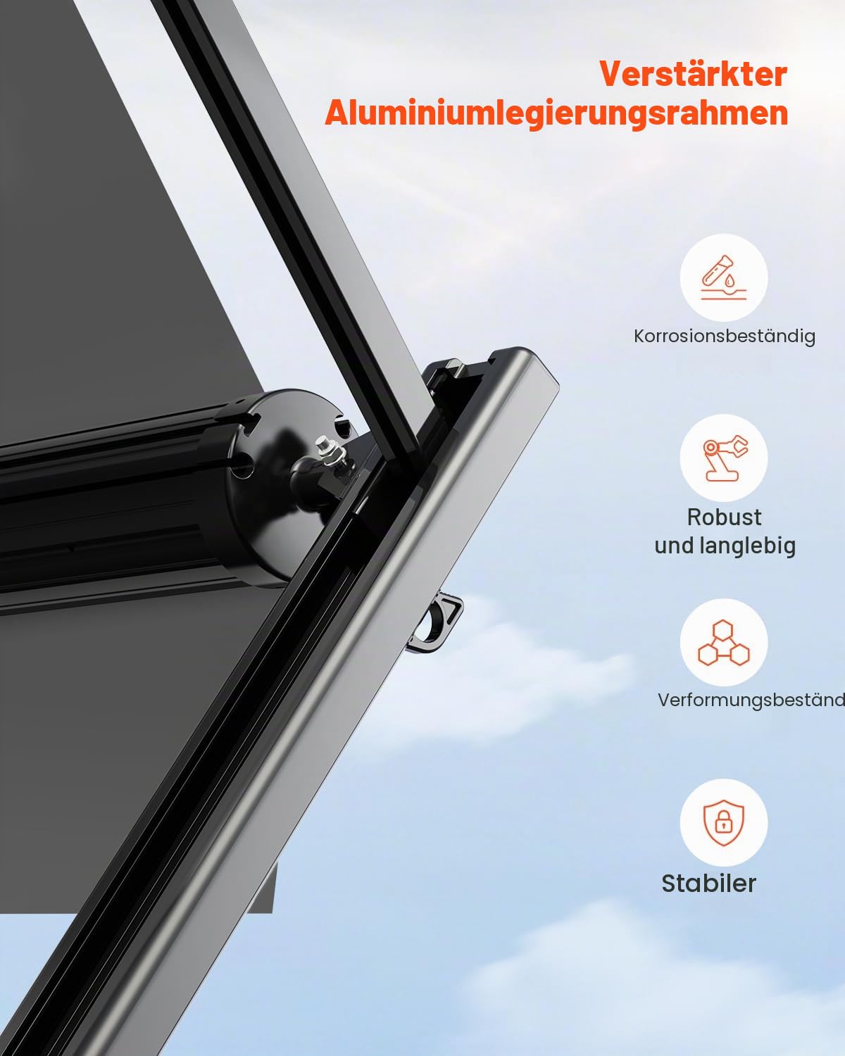 VEVOR Wohnwagen Markise universelle einziehbar RV Markisen (487,7 cm) wasserdichter Sonnenschutz mit Aluminiumlegierungsrahmen, Außenmarkise mit schwarzem Ständer & schwarzen Stoffen mit Farbverlauf
