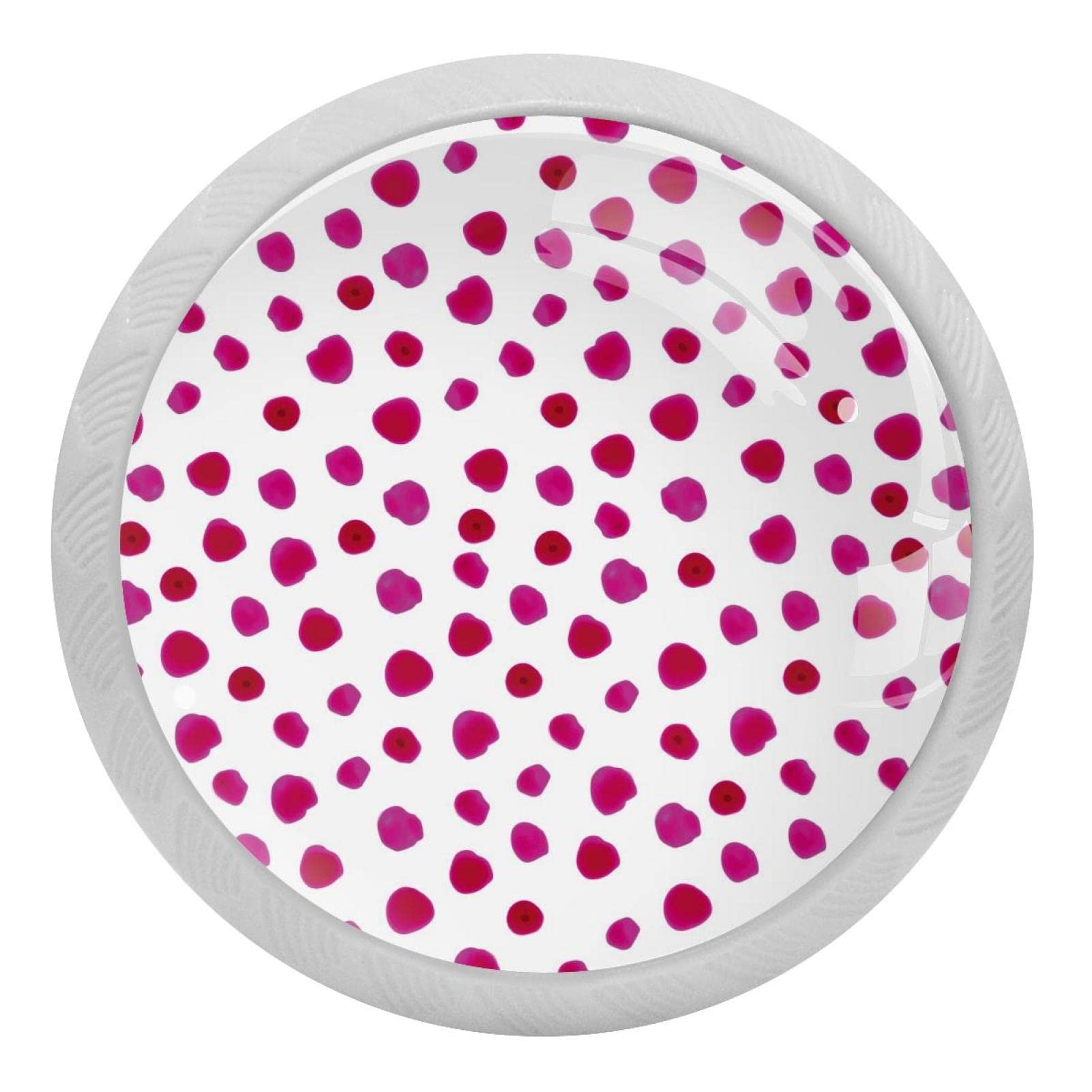 Poignée de tiroir ronde aquarelle rose et pois rouges haut de gamme