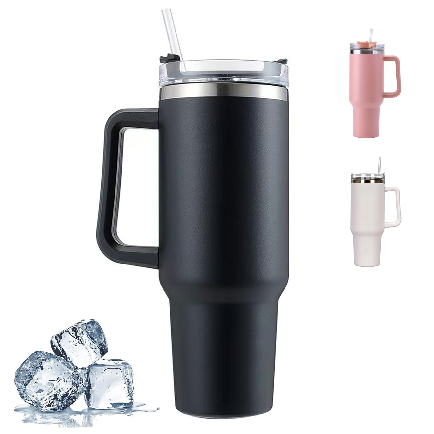 Riley Joy Gourde de 1200 ml avec paille et poignée antidérapante, tasse isotherme sans BPA à double paroi pour voiture, bureau, plein air - Violet profond Riley Joy Gourde de 1200 ml avec paille et poignée antidérapante, tasse isotherme sans BPA à double paroi pour voiture, bureau, plein air - Violet profond