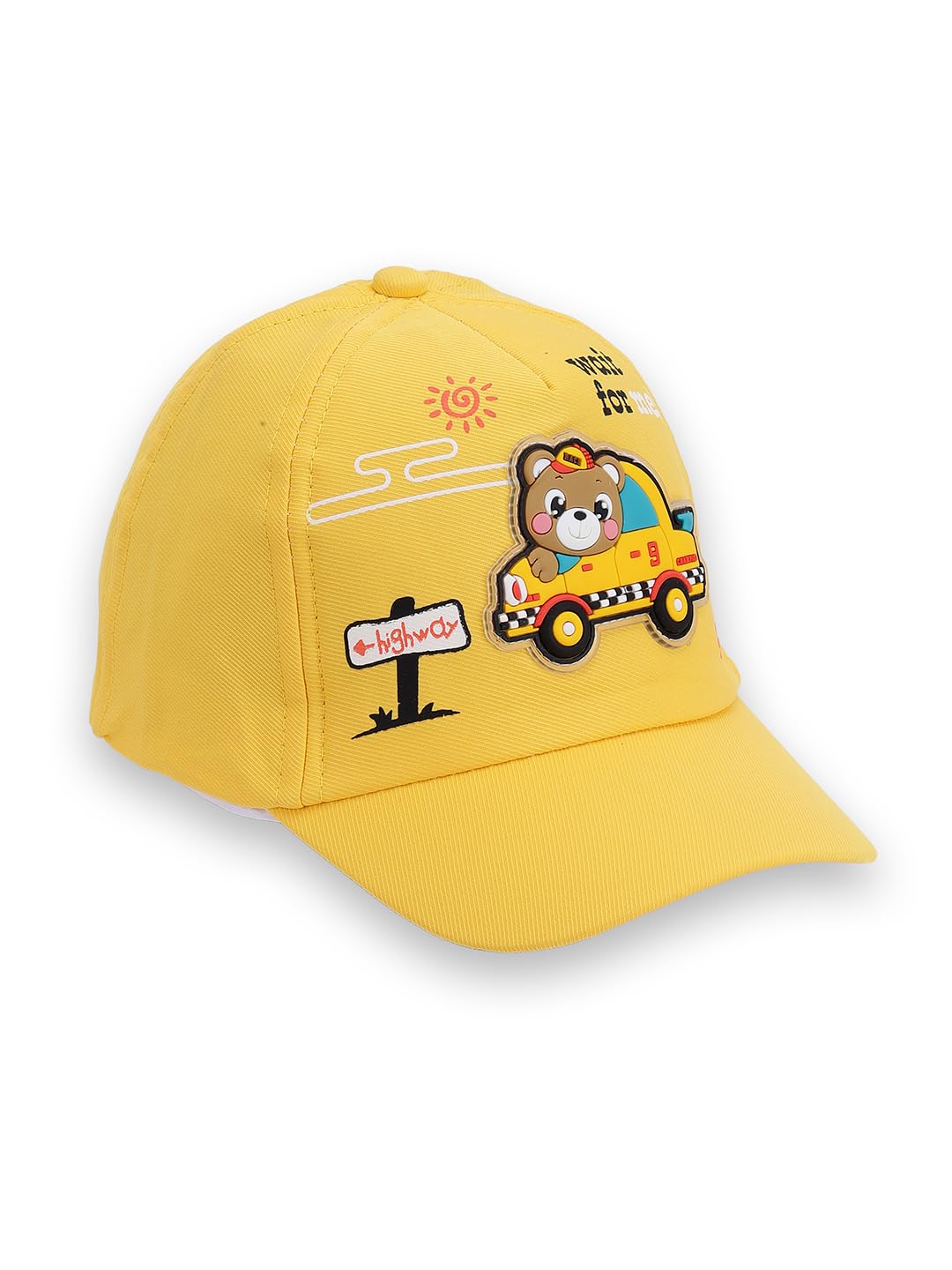 PASSION PETALS Summer Car Teddy Baseball Cap for Kids Boys and Girls 2-4Years-Yellow - Image 3 thumbnail