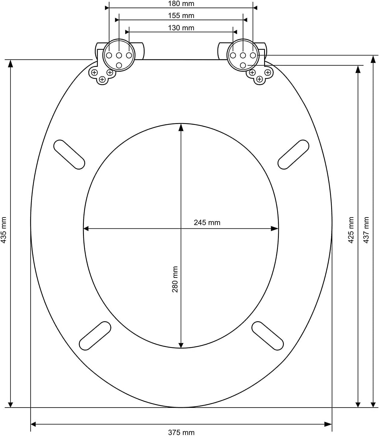 SINOBATH Sedile WC con abbassamento automatico, nucleo in legno MDF, chiusura a cerniera Softclose