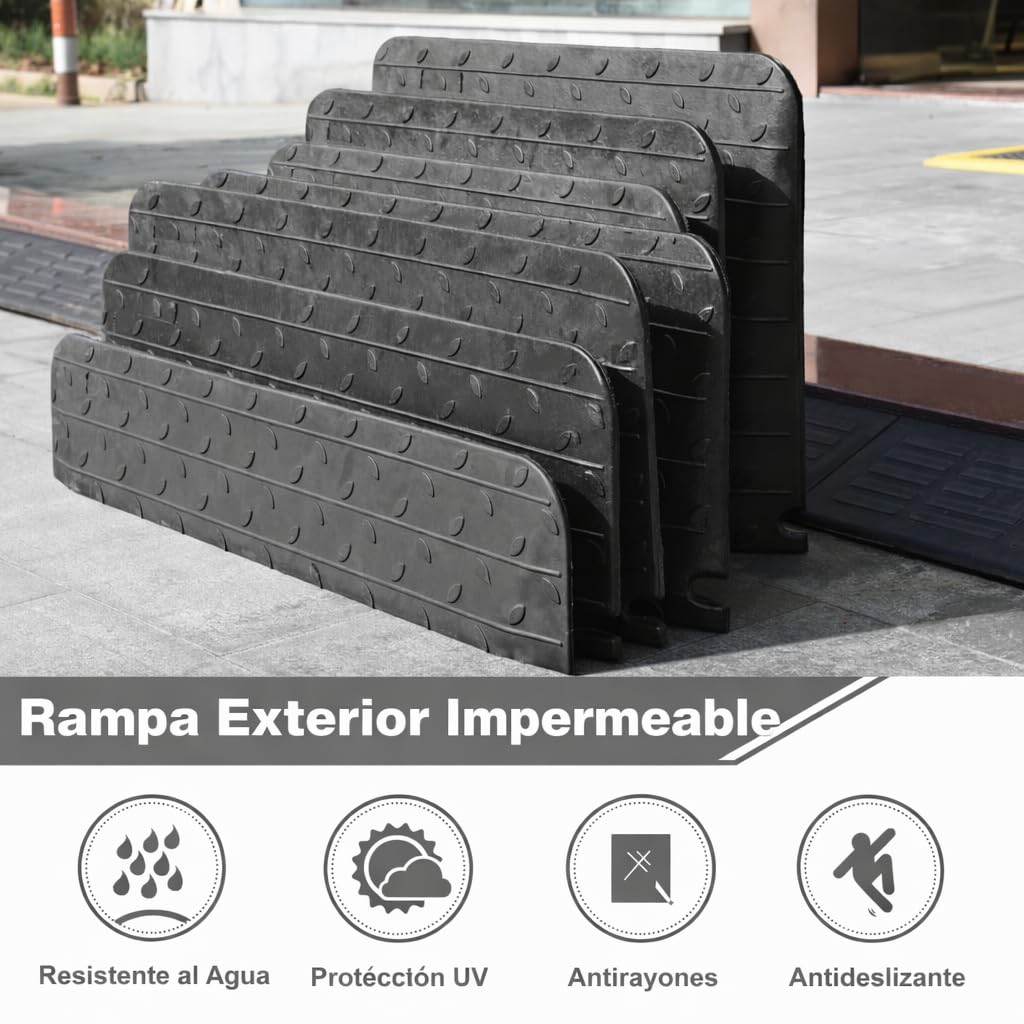 Rampa Antideslizante de Goma para umbral de Puerta con Capacidad de Carga de 998 kg, Rampa Pesada para Bordillo para Sillas de Ruedas, Motocicletas y Tráfico Peatonal (8.9cm H, Piezas, 1)