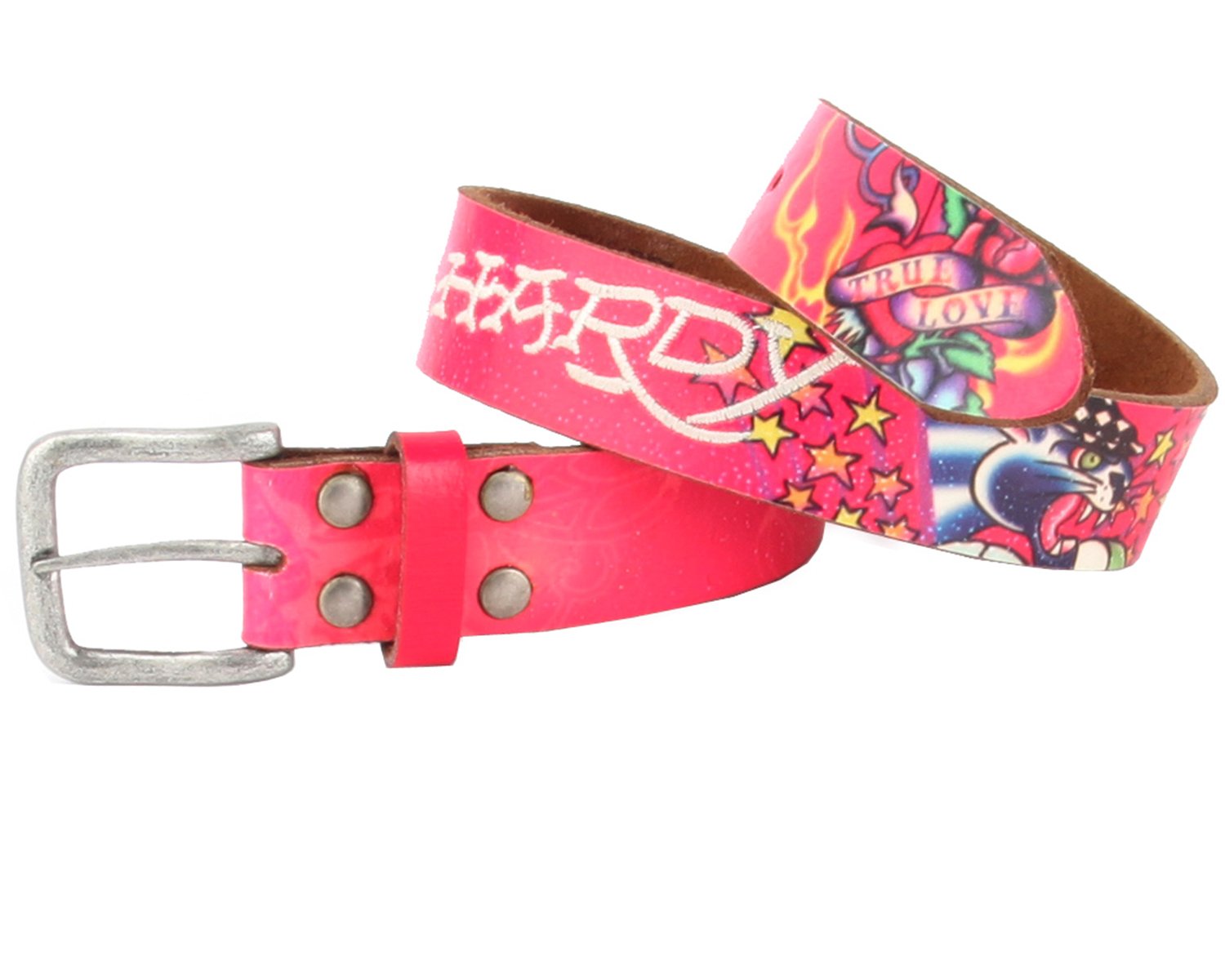 Ed Hardy Big Girls' True Love Panther Leather Belt