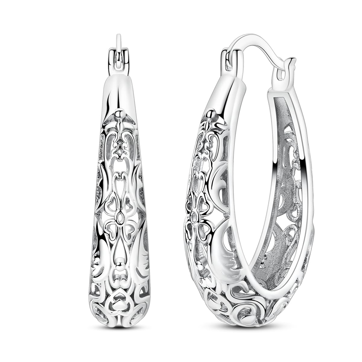 NARMO 925 Sterling Silber Vintage Filigree Oval Ohrringe für Damen