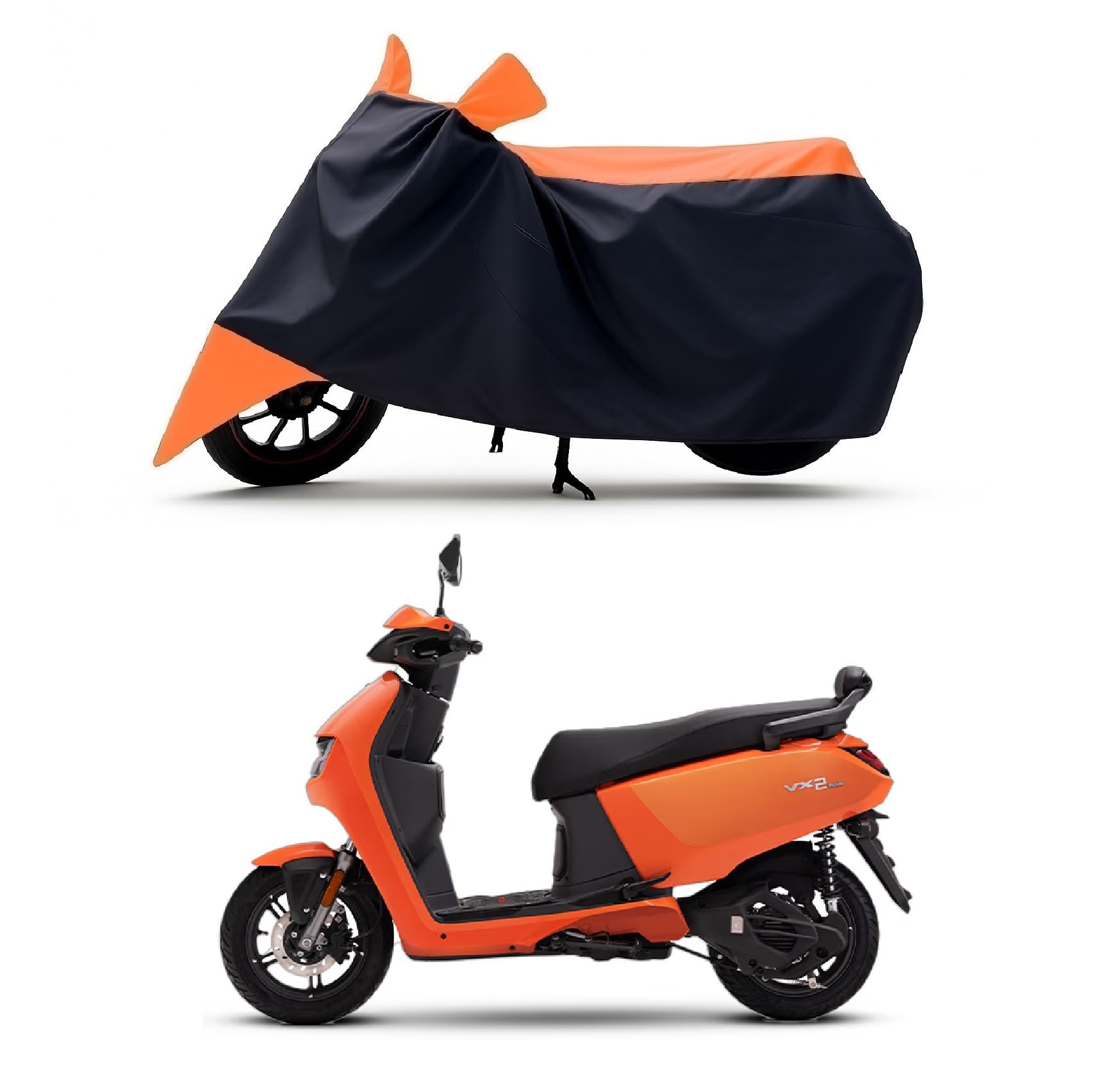 RS ENGLAND - All Season Protection Bike Cover for Hero VIDA VX2 Plus Electric Scooter Scooty Bike Cover with Water-Resistant and Dust Proof Premium 190T Fabric_Orange Stripe-image-35