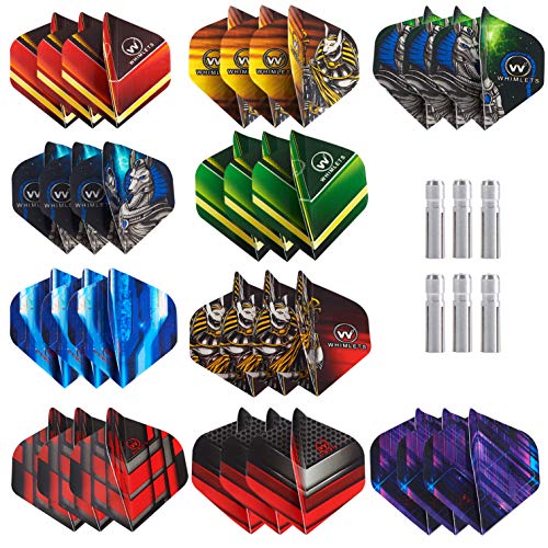 Whimlets Dart Flights and Accessories – Sets of Standard Shape Darts Flights with Flights Protectors, Darts Accessories Kit…