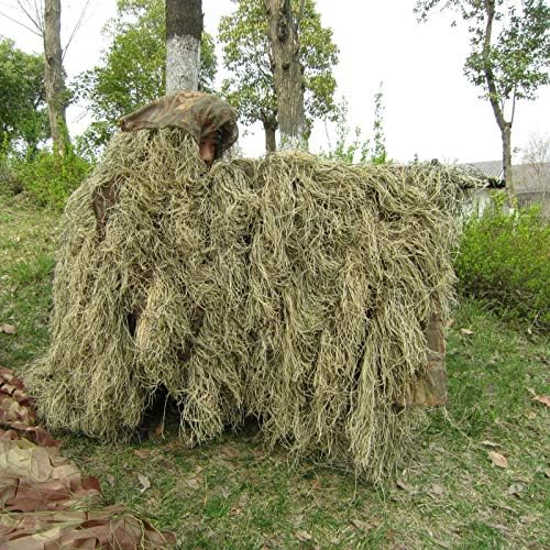 VIGAN 3D Bow Hunting Grass Ghillie Poncho Sniper Desert Camouflage Cloak for Training