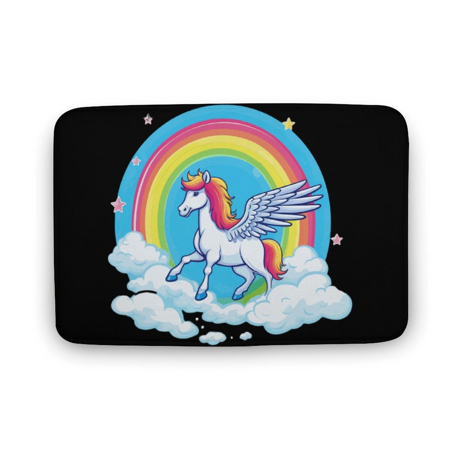 Rainbow Pegasus Coral Velvet Rugs Non-Slip Bathroom Rugs Soft Kitchen Rug Floor Carpet for Home Decor 15.7