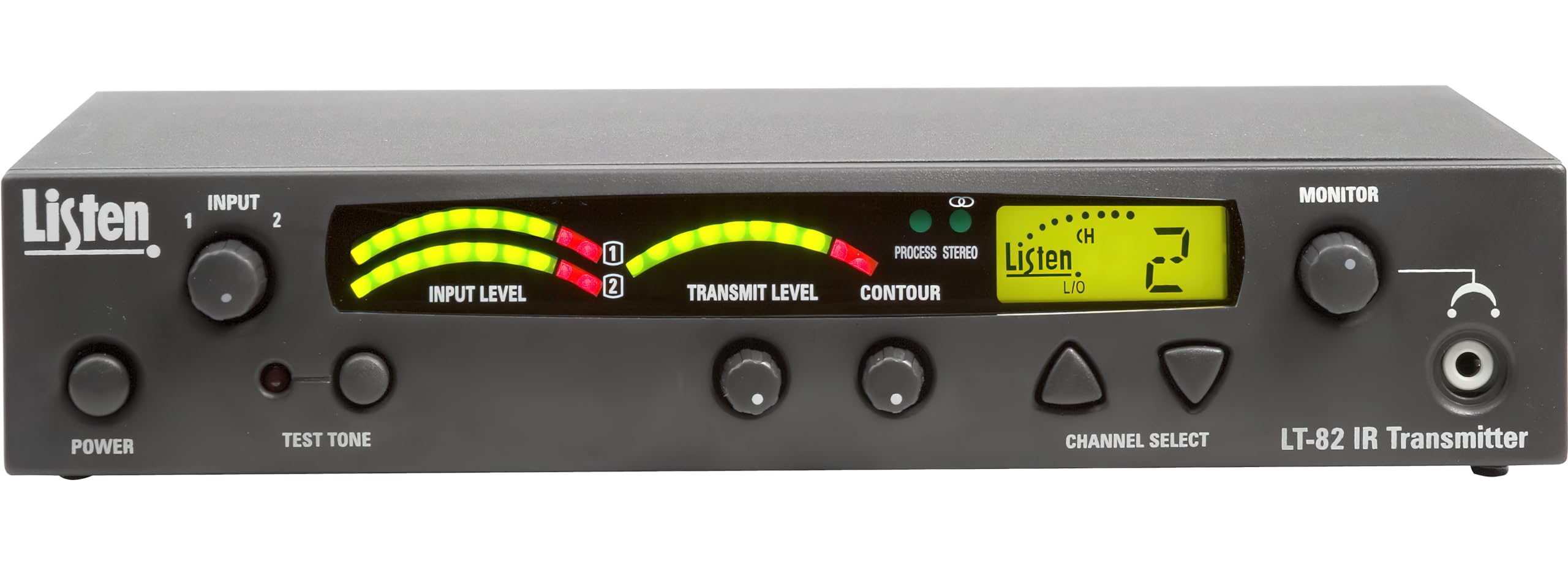 Listen Technologies LT-82-01 ListenIR 1-Channel Transmitter, US Plug, Provides DC Power for Up to 2 LA-140 Radiator/Emitter Units, Transmits Up to 4 Channels of Mono or Stereo Audio