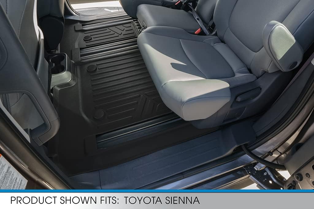 SMARTLINER Floor Mats 3 Row Liner Set & Cargo Liner Behind The 3rd Row Compatible with 2021-2025 Toyota Sienna