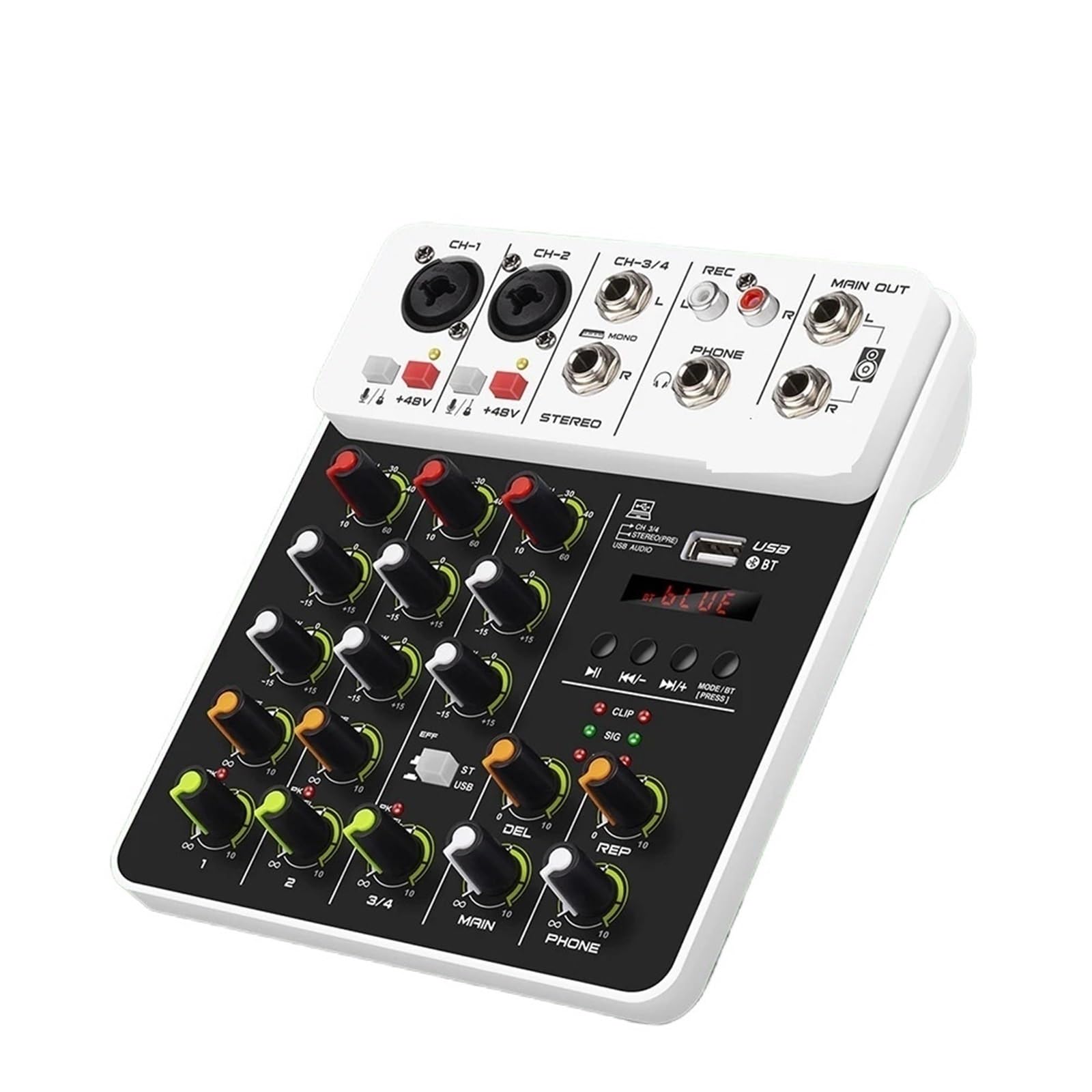 Kontroler DJ-ski, Mikser i kontroler DJ z Bluetooth USB, 4/8-kanałowy mikser do nagrywania na komputerze