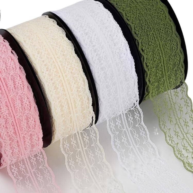 Koronkowa taśma ozdobna, Floral Lace Edging Trim Ribbon Polyester Fabric Multicolor 45-90m x 4.7cm(Black,90 meters wide 4.7cm)