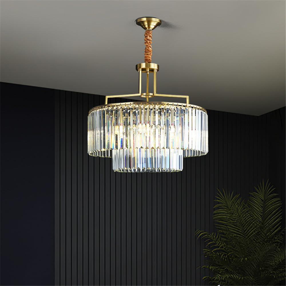 SXWNBIFH Modern Luxury Living Room Crystal Chandelier LED Fashion Creativity Restaurant Bedroom Villa Hotel Duplex Staircase Pendent Lamp (B D80CM)