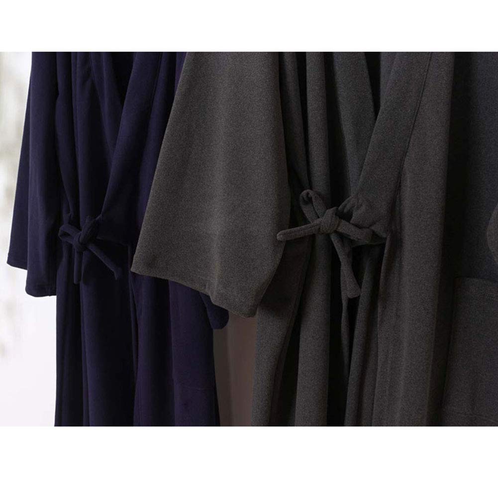 un-brand Kimono japonés para hombre, bata de terciopelo, talla grande, ropa zen, ropa taoísta (talla L, gris)