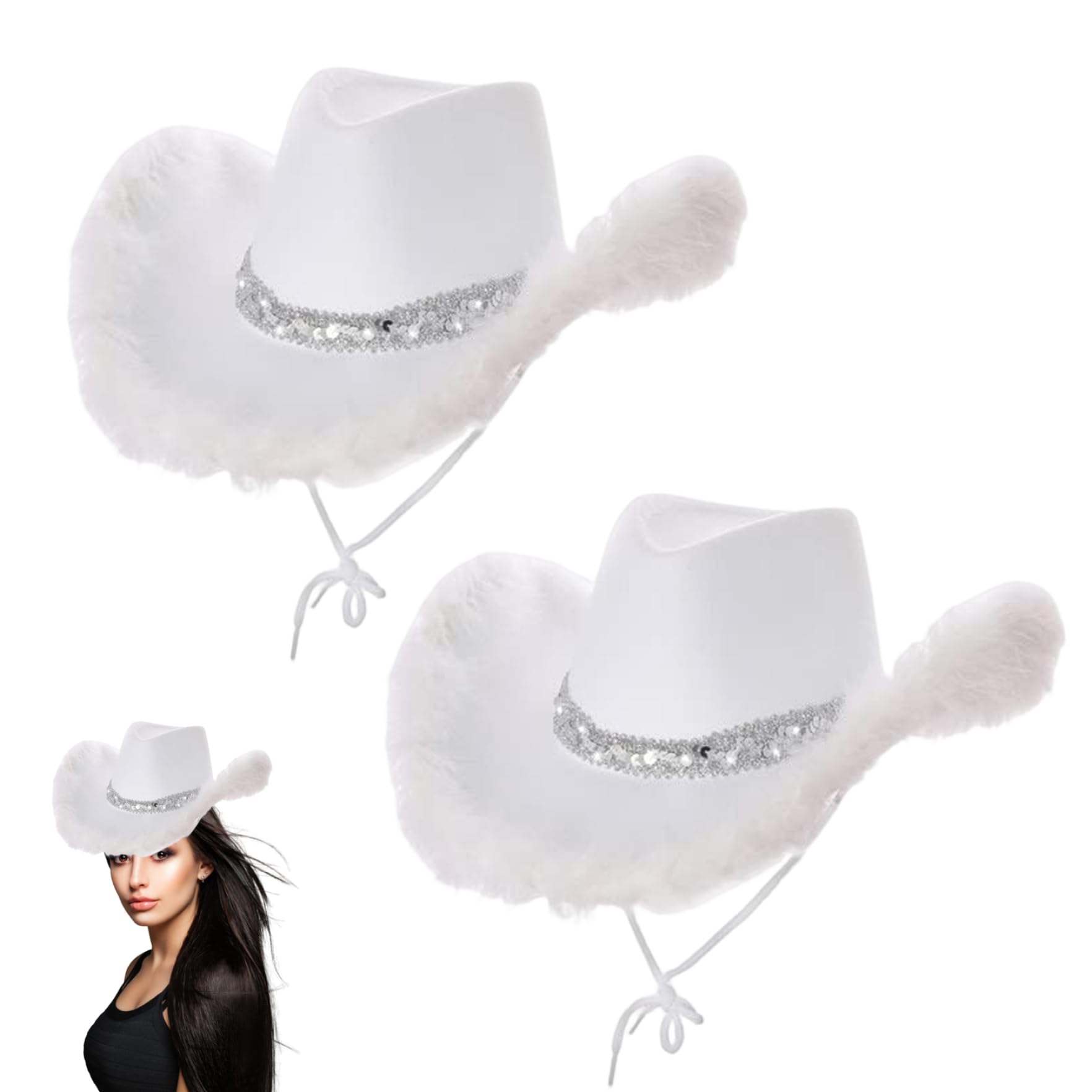Cappello Cowboy Donna Con Piuma E Paillettes - Stile Vintage, Per Feste, Halloween E Carnevale - Foto 4