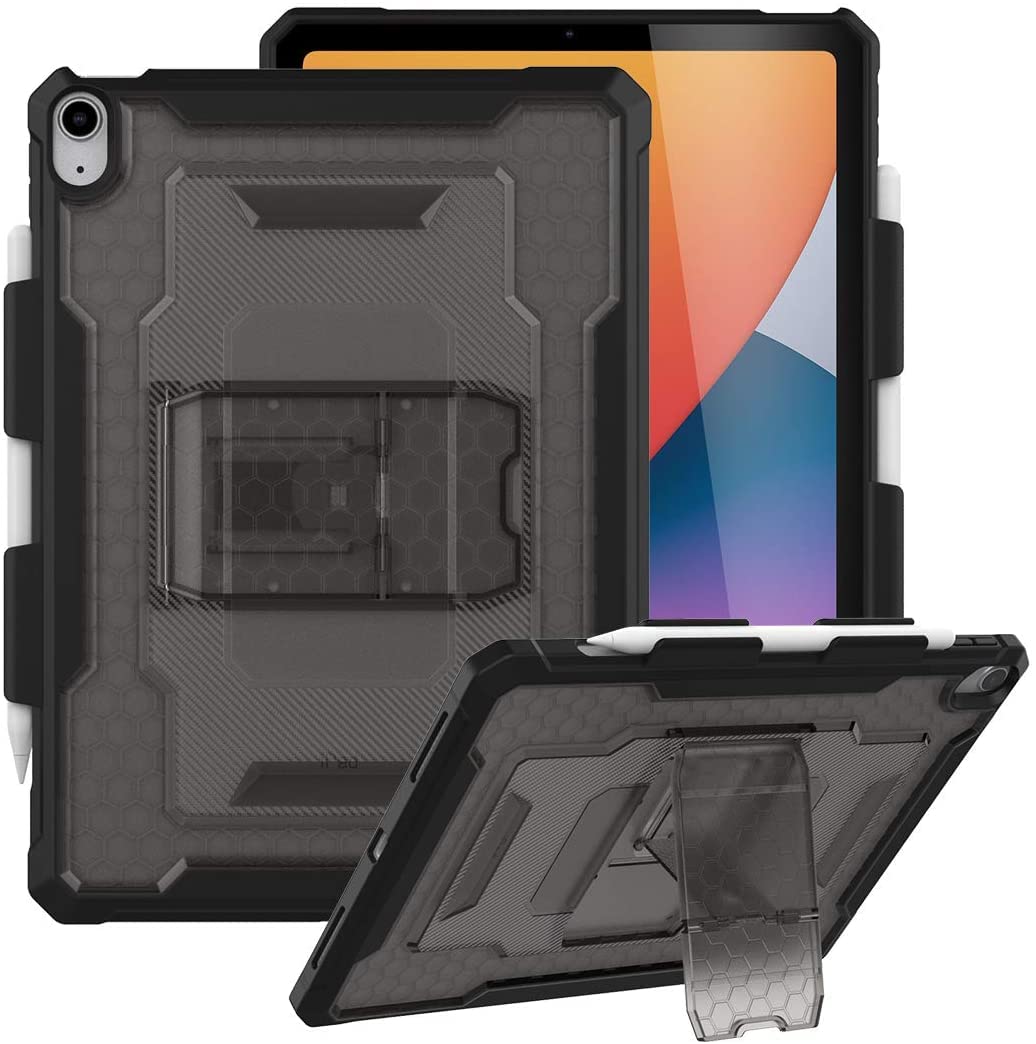 SwooK Shockproof Rugged Case for iPad Air 4 4th Generation 10.9 / Air 5 5th Generation 10.9 inch Tablet Cover with Kickstand,Heavy Duty Bumper Silicone Plastic Hard Cover Also fits Pro 11 2020/2018