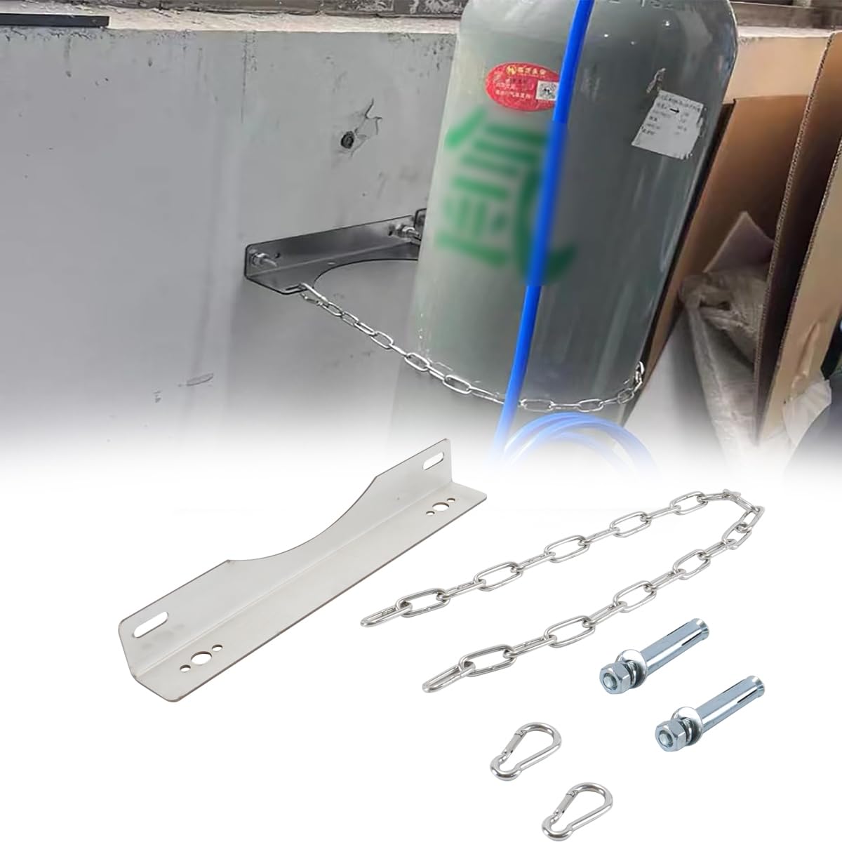 Alide Supporto Per Bombola Di Gas, Supporto Semplice in Acciaio Da 8-40 Litri, Catena Di Ferro, Supporto Per Bombola Di Ossigeno, Azoto, Acetilene