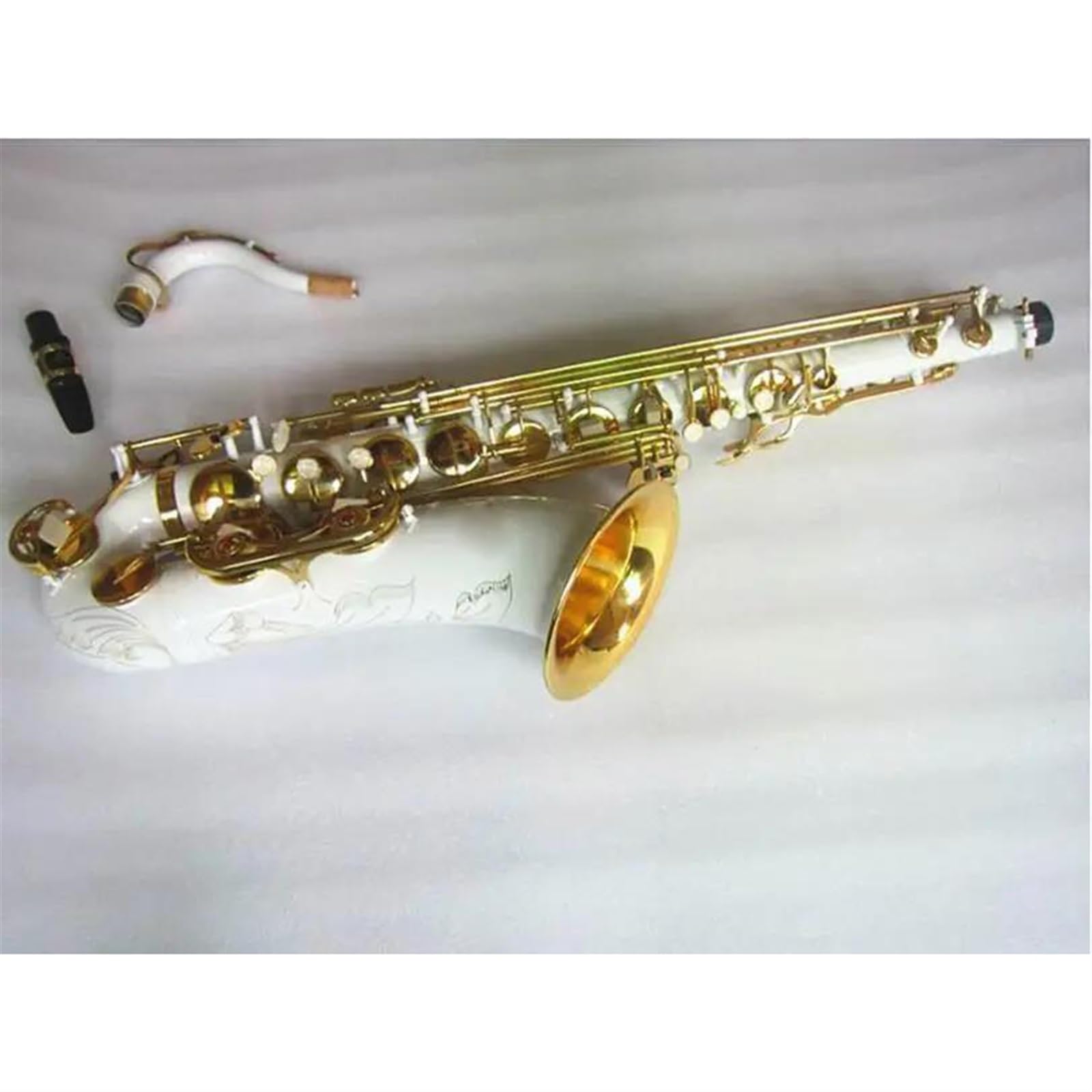 Saksofon Saksofon Tenorowy Bb Mosiężny Biały Saksofon Tenorowy Profesjonalny Instrument Muzyczny Z Ustnikiem W Obudowie