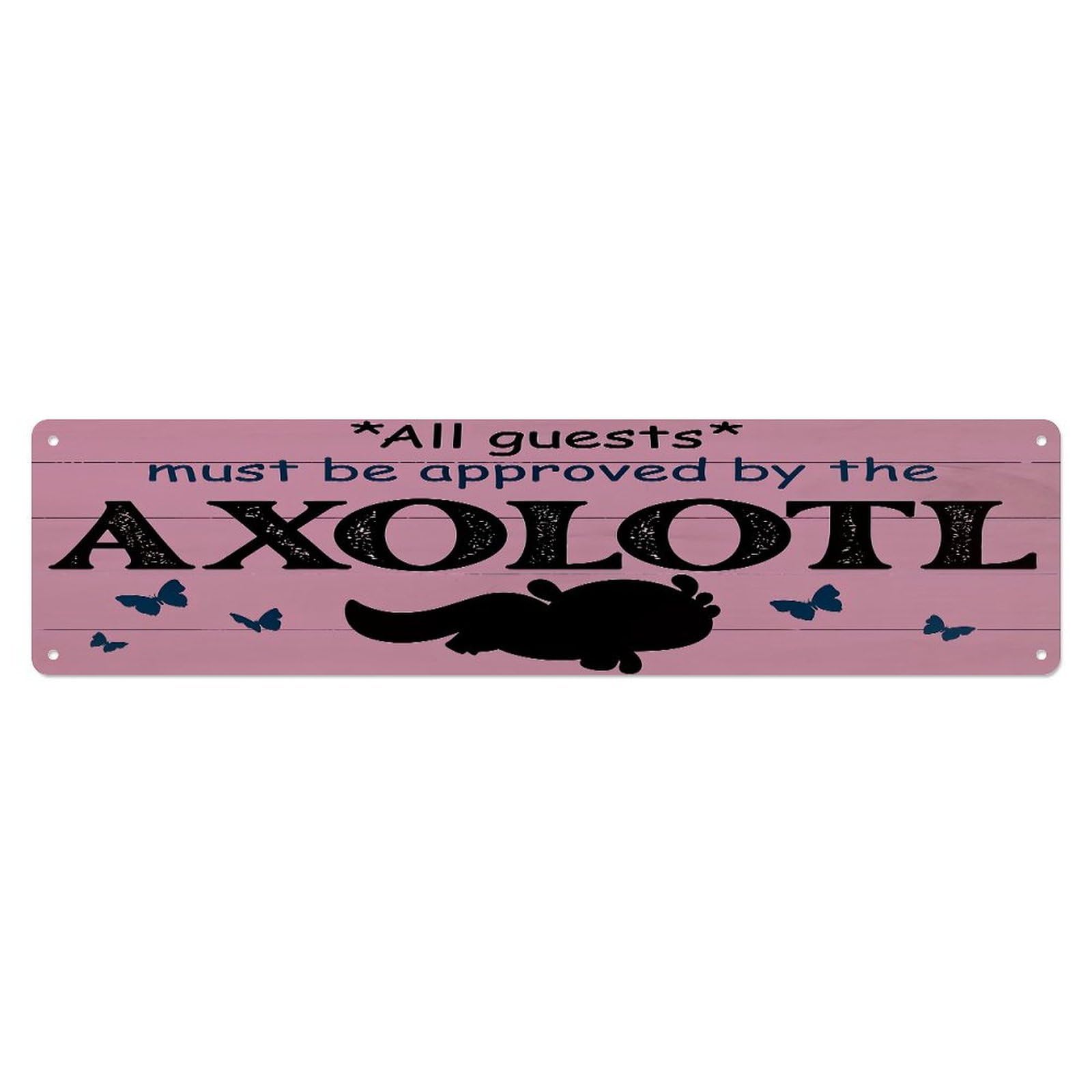 Axolotl Silhouette Butterfly Pattern Metal Tin Sign Plaque