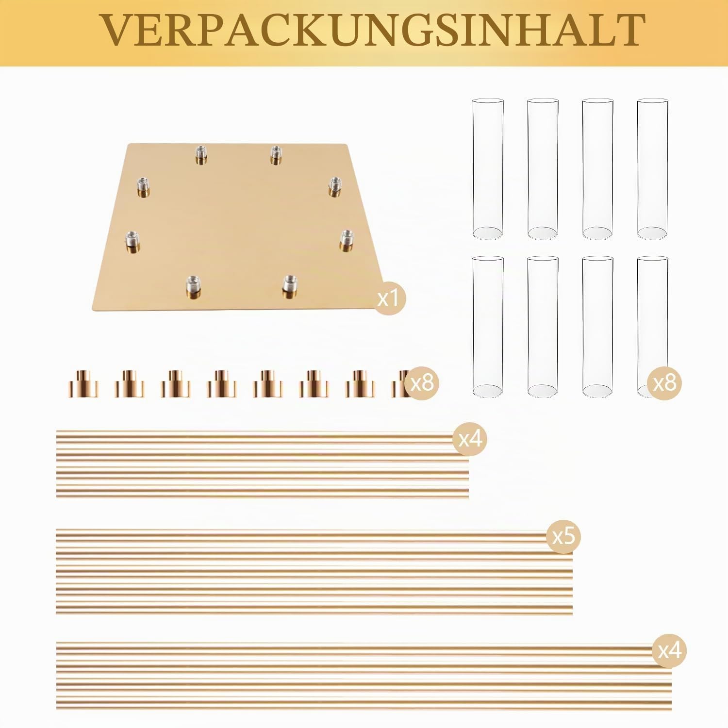 Boden-Kerzenhalter mit Acryl-Lampenschirm, 125 cm hoch, Acryl-Kerzenhalter für konische LED-Kerzen, goldfarbenes Mittelstück für Tisch, Hochzeit, Party, Event, Empfang, Heimdekoration (Gold)