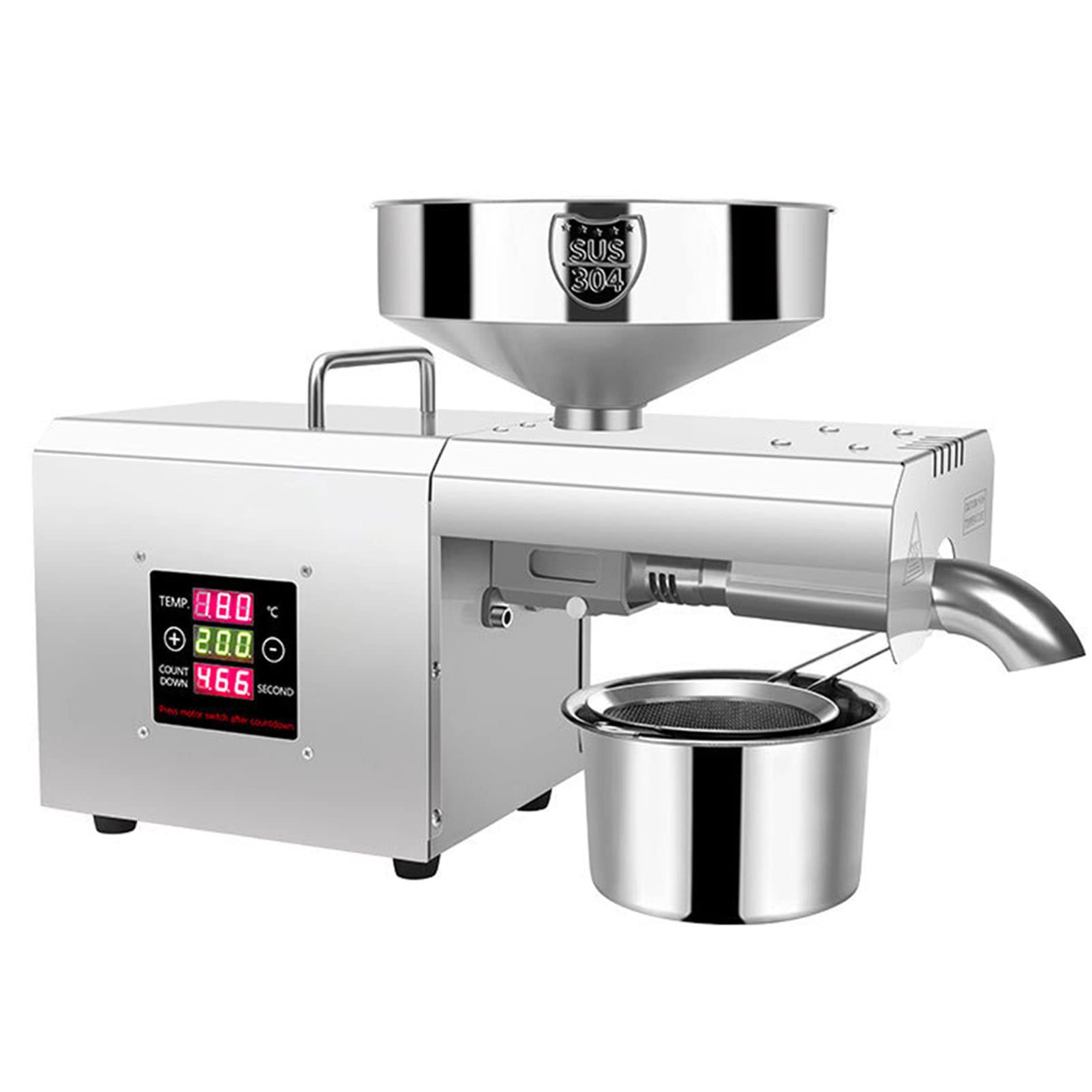MYUYEE Automatic Oil Press Machine Stainless Steel Presser Intelligent Control Hot/Cold Oil Press With Touch Screen Controller, For Nuts Walnut Linseed Olive Kernel Almond Rapeseed Sesame, ()