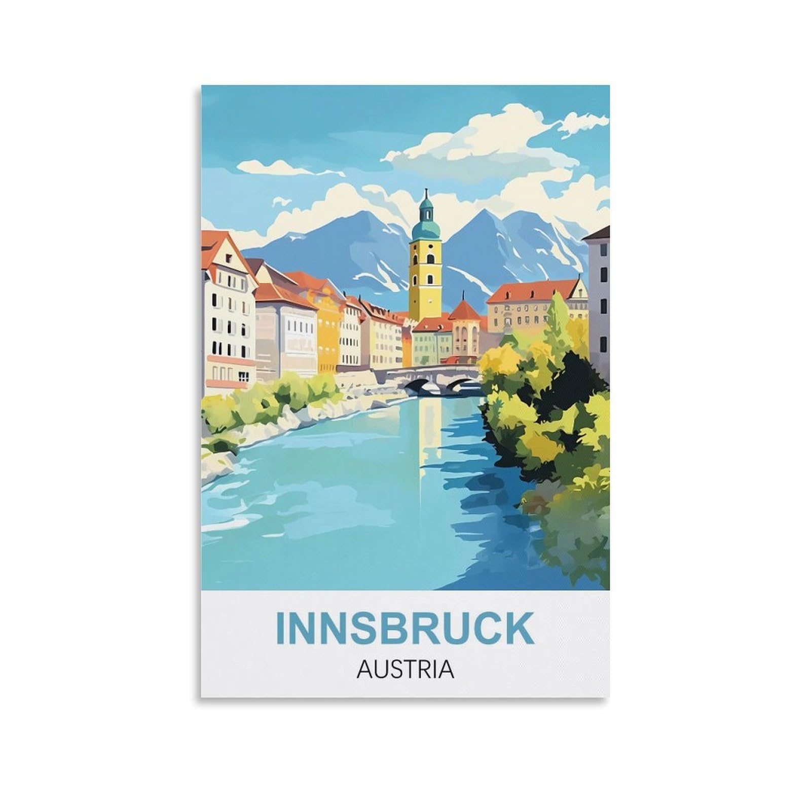 CTZIKWW Innsbruck Austria Vintage Travel Posters 20x30inch(50x75cm) Canvas Art Prints Picture Wall Art Painting