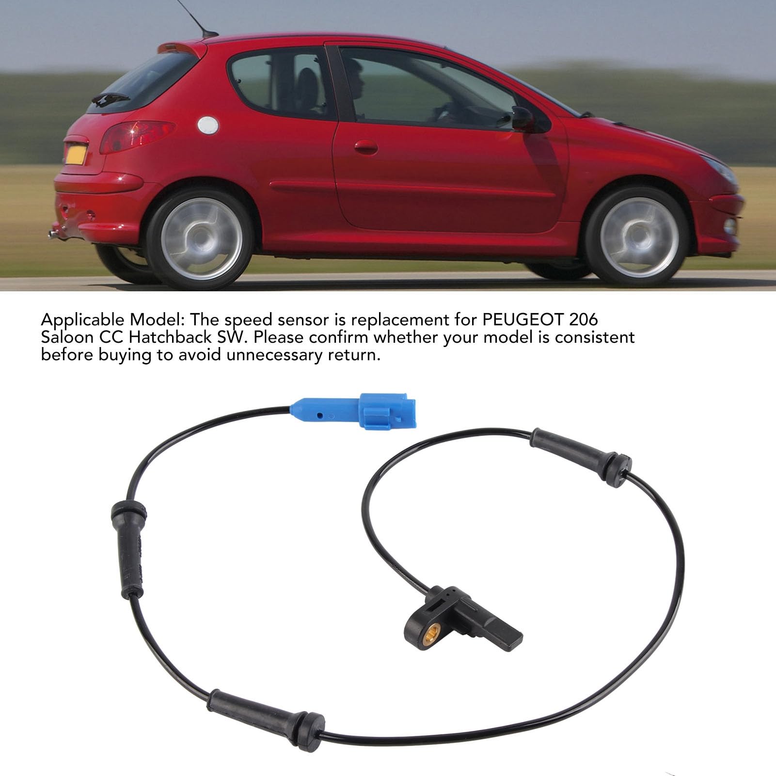 Wheel Speed Sensor, 4545A0 ABS Real Time Monitoring Speedometer Sensor Replacement For PEUGEOT 206 Saloon CC Hatchback SW