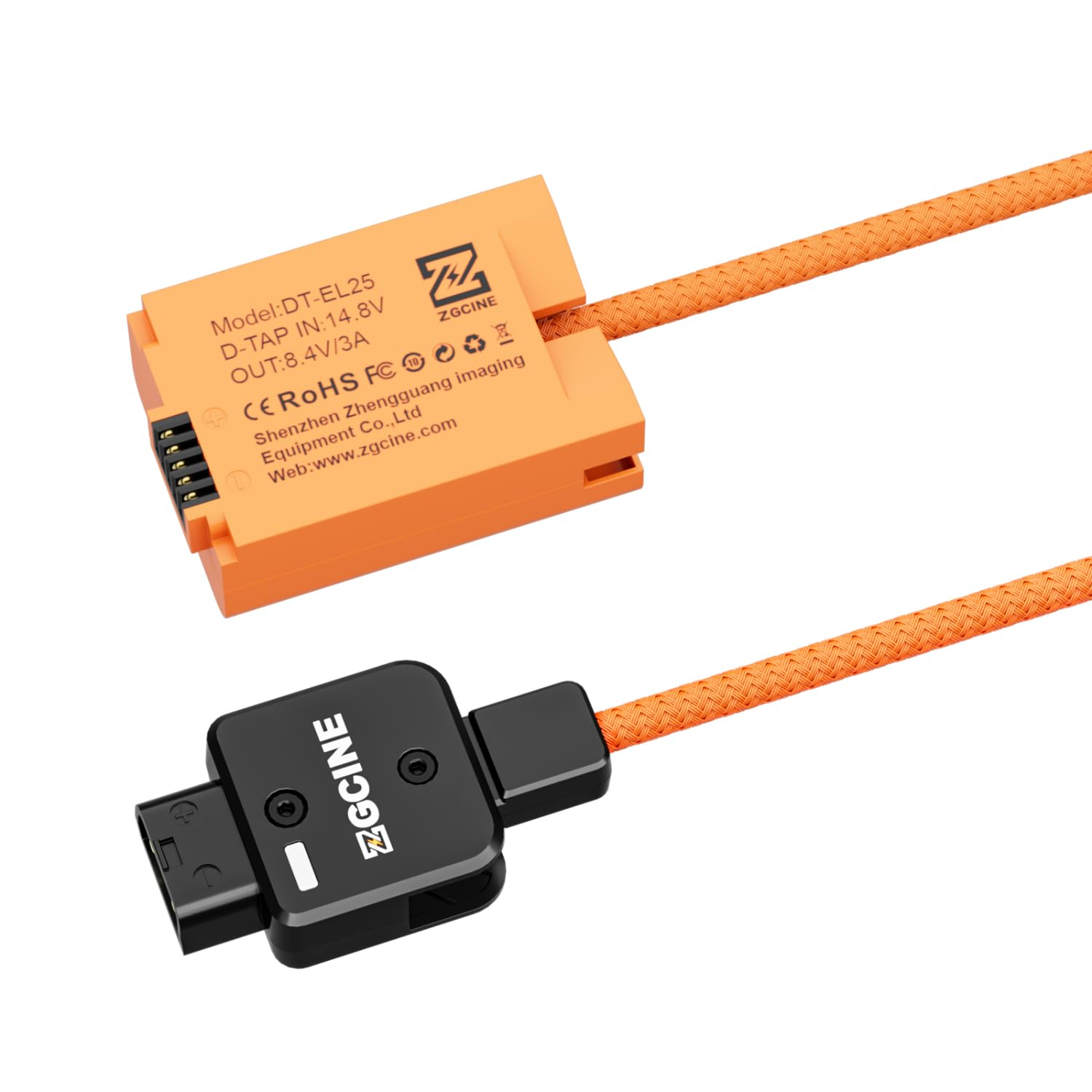 ZGCINE DT-EL25 Dummy Battery, wejście D-Tap