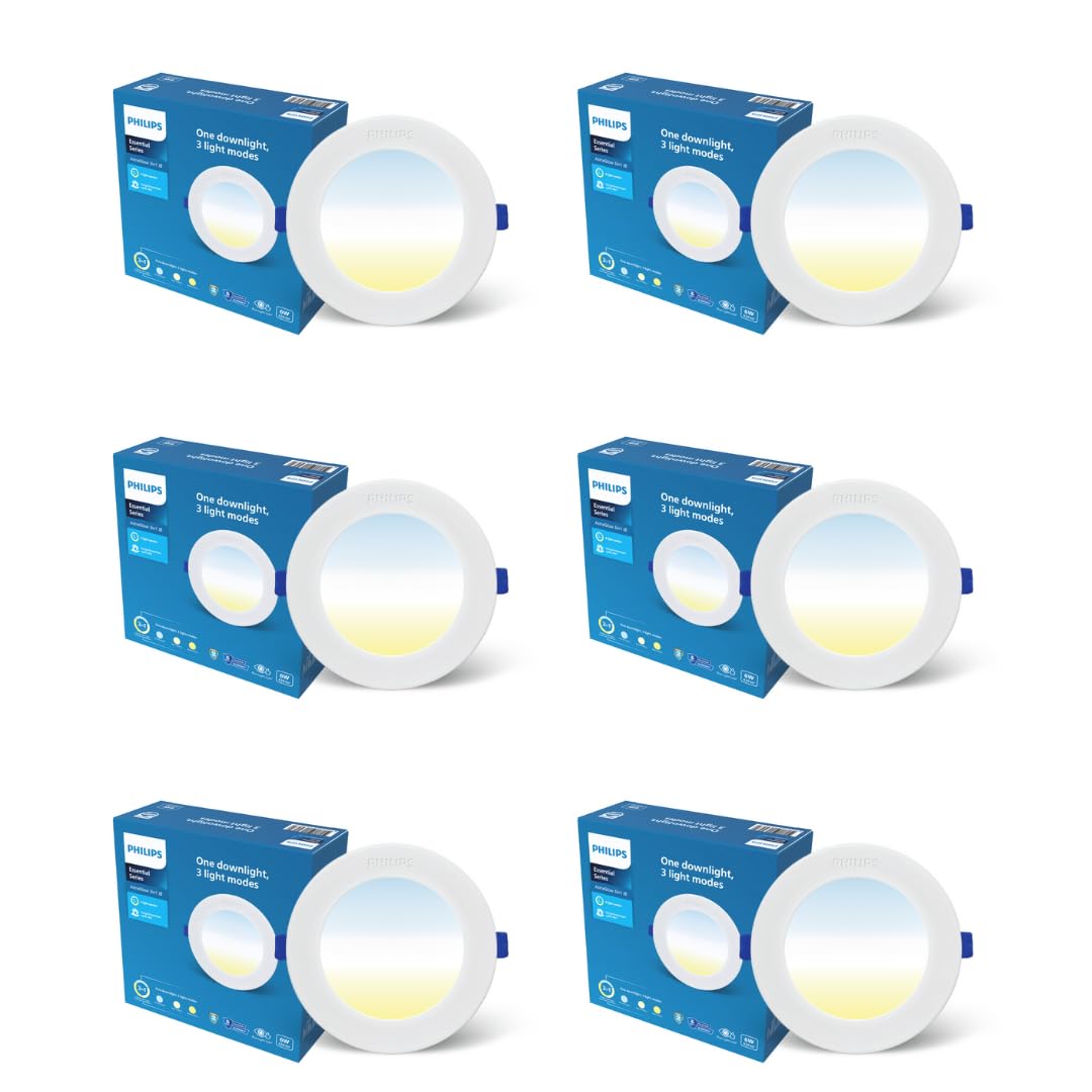 Philips 6W AstraGlow 3in1 LED Downlight | Ultra Bright Slim Panel Light | Junction Box Compatible | Energy Efficient LED Ceiling Light for Home & Office | Pack of 6-image-17