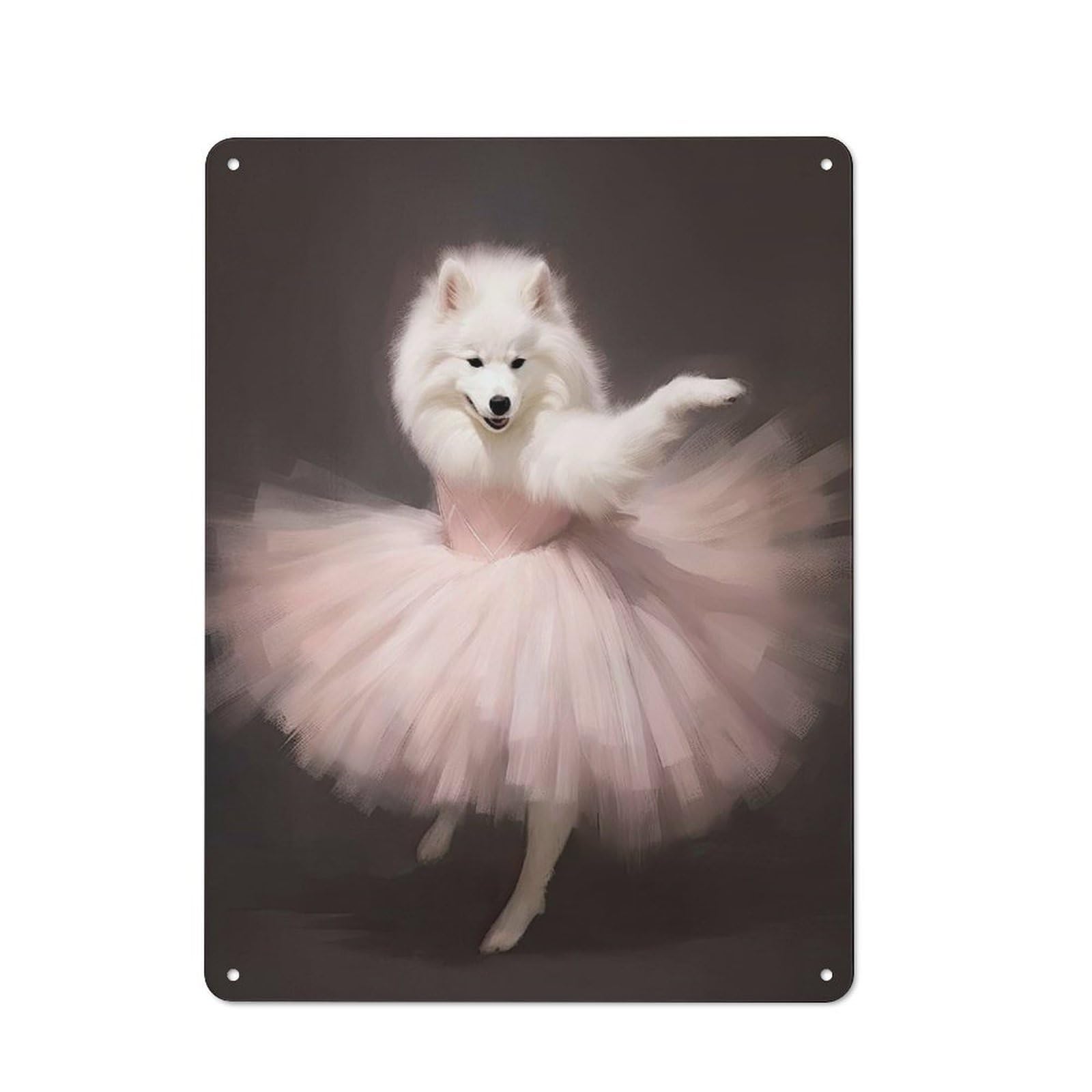 Junmoney Style-6 Samoyed Ballerina Decorative Tin Plaque 40X30cm, Vintage Bar Wall Plaque For Bar, Kitchen, Garage Or Games Room
