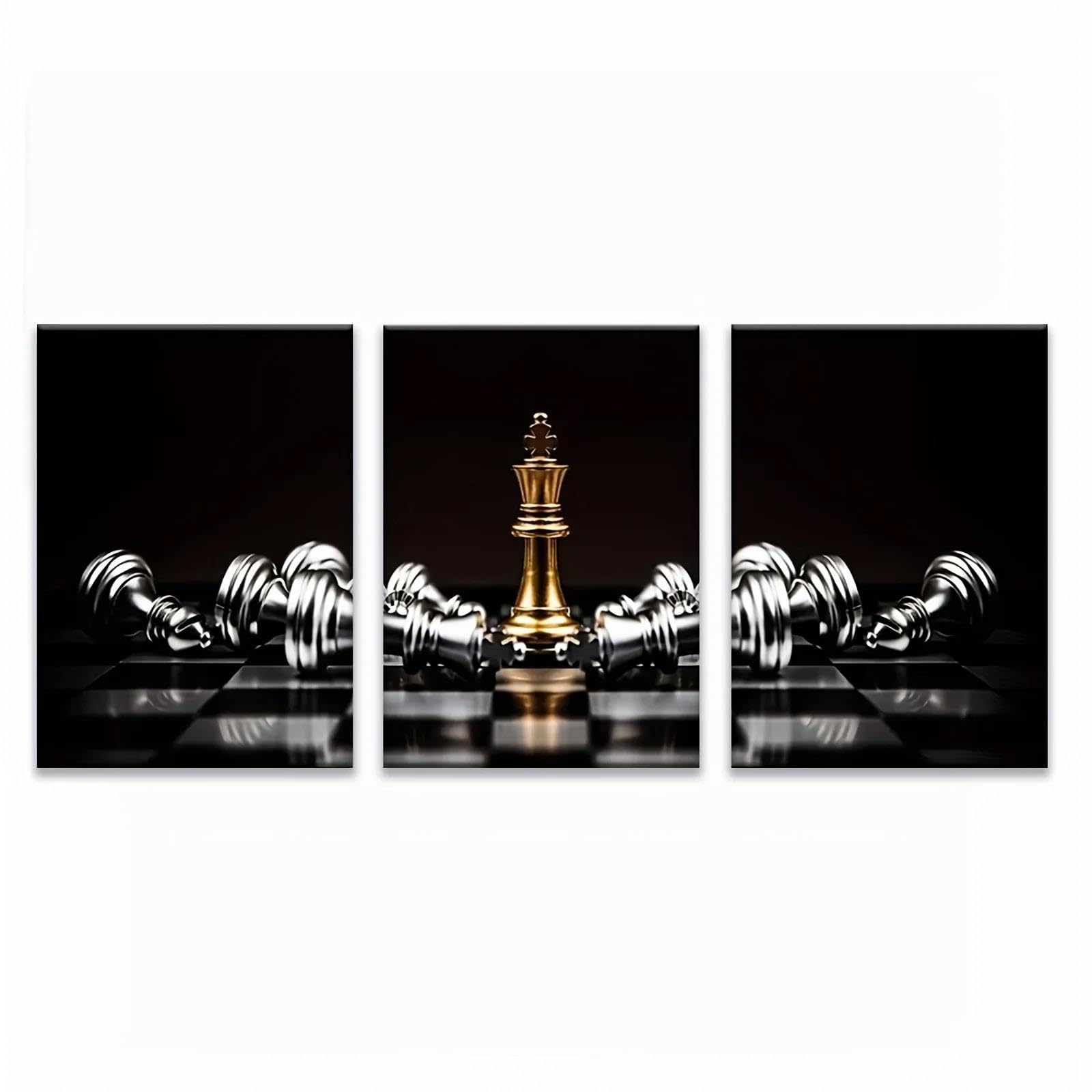 Yocheng 3pcs Of Wall Art,Chess King Canvas Art Aesthetic Canvas Printing Mural 50x70cmx3 No Frame