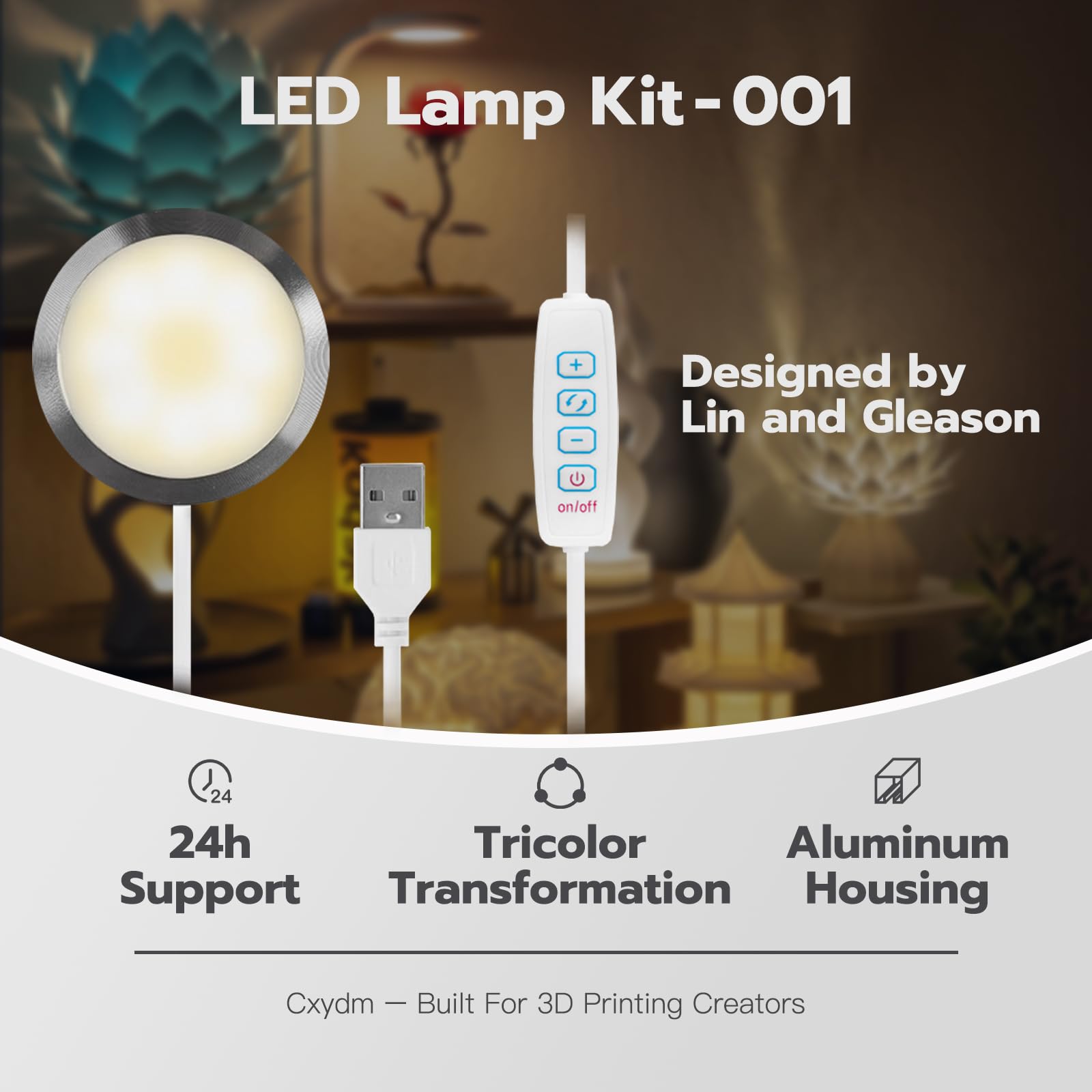 Lot de 12 lampes LED pour imprimante 3D 001 3 couleurs DIY Kit d'éclairage pour laboratoire Bambu