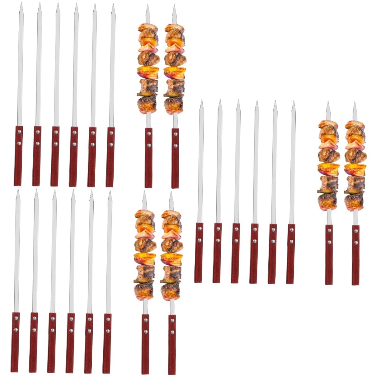 POPETPOP 3 Set Di Spiedini Per Grigliate Spiedini Piatti in Acciaio Inox Utensili Per Kebab Spiedini in Metallo Per Grigliate Spiedini Per Barbecue Uso Esterno 6 Pezzi*3