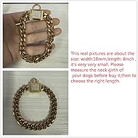 Vista 2 de Collar de cadena de oro para perro, 0.394 pulgadas de ancho, eslabones cubanos para cachorros, acero inoxidable 316L con bloqueo de diamante