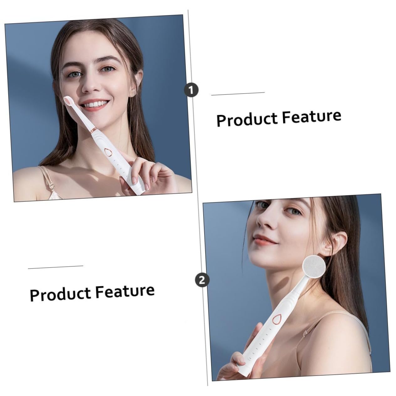 FOMIYES Spazzolino Elettrico a Ultrasuoni con Funzione di Pulizia e Detersione del Viso, Abs Bianco, Versione 1.5v 2w, Ipx7, per Ragazzo Ragazza e Adulti