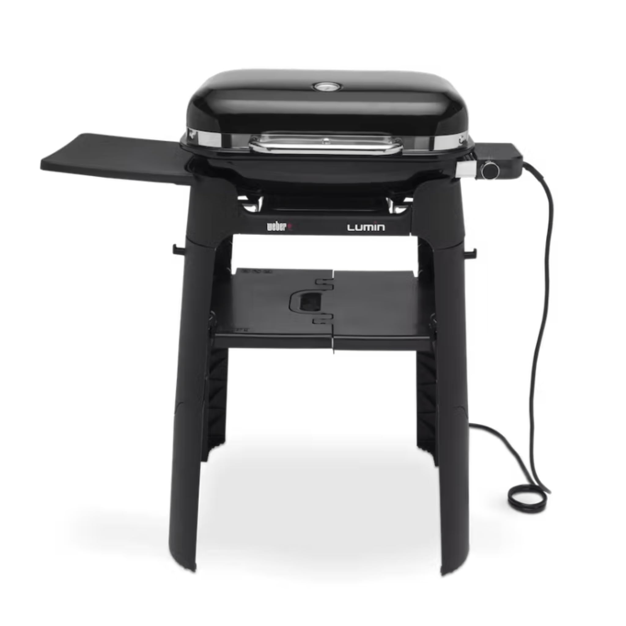 Weber Lumin Elektrogrill mit Ständer/Versiegelung, Räuchern, Dampfgaren, Kochen und Warmhalten, bis zu 315 °C, emaillierte Eisengrills, Grillfläche: 33 x 49 cm, Schwarz