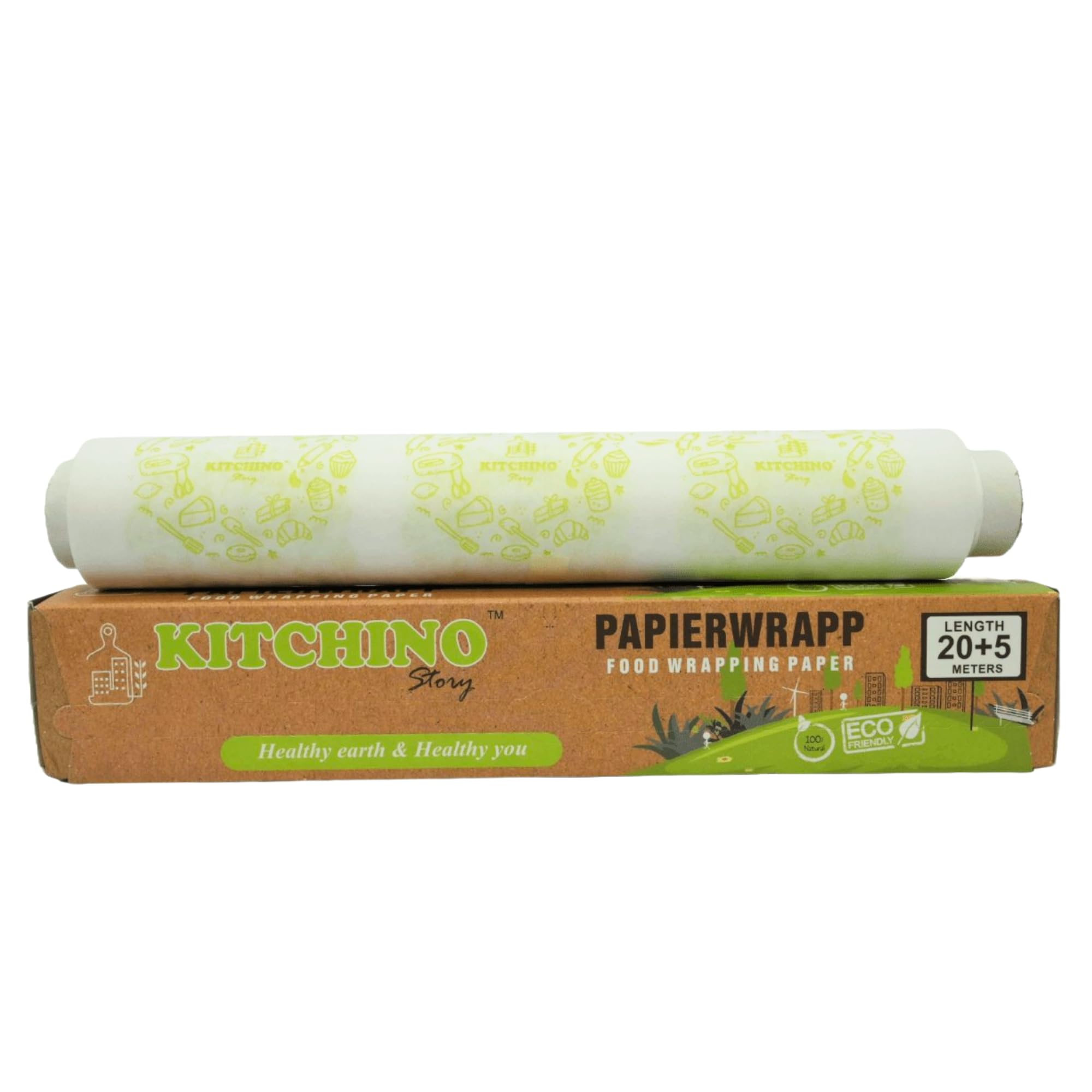 Papier Wrapp, Food Wrapping Paper, Butter Paper Roll - Premium Non Stick Butter Wrapping Paper, Re-heatable Non Stick Paper, Oven Safe Parchment Paper, 25m (20m + 5m)