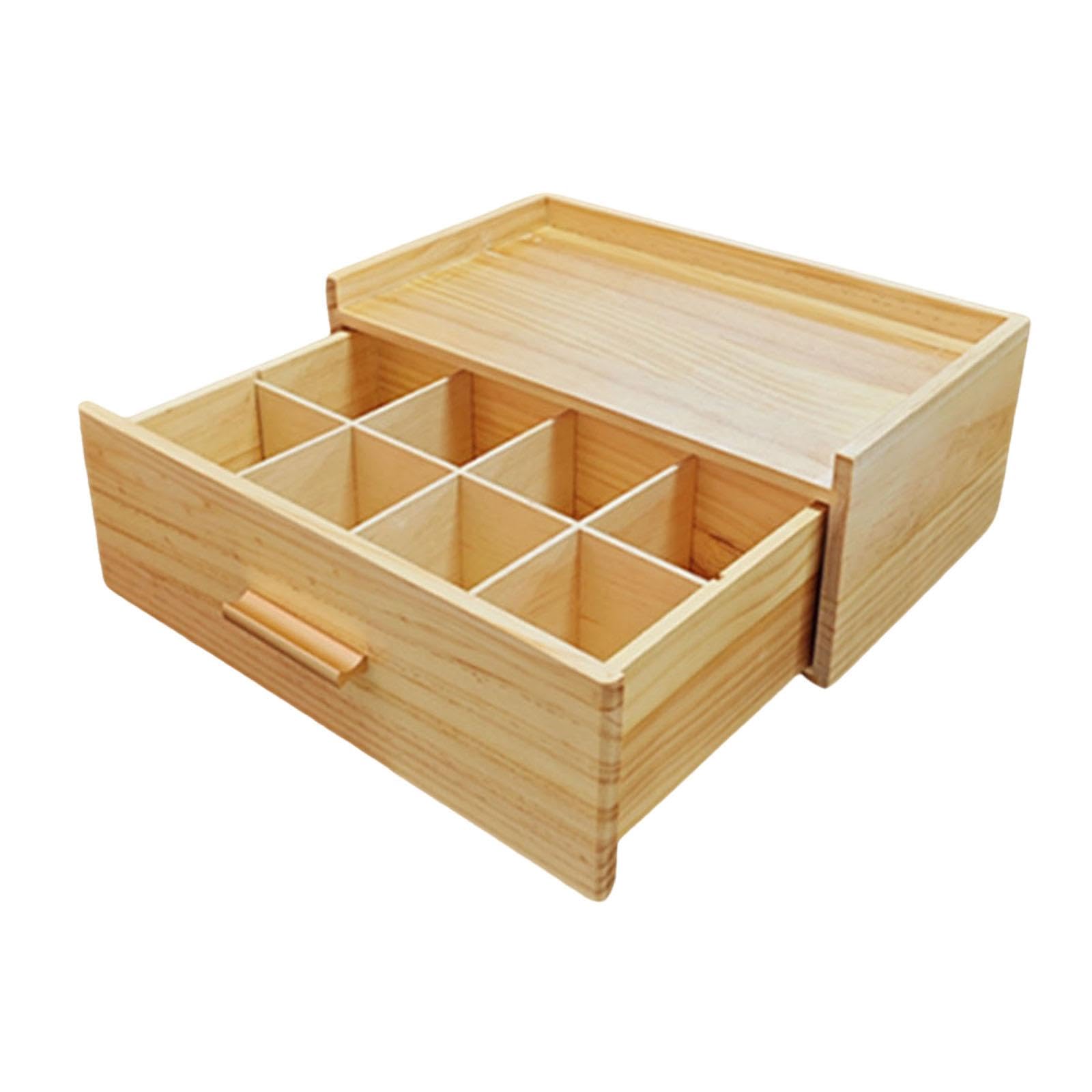 Organizador de Madera, Cajón de Almacenamiento para Bolsitas de Té para Armario de Oficina, Encimera de Cocina, Despensa.