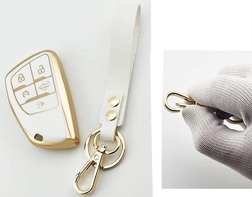 Miniatura 4 de RUNZUIE 2 fundas de TPU para llavero remoto inteligente para GMC Sierra 1500 Chevy Chevrolet Silverado 1500 2024 2023 2022 (negroblanco)