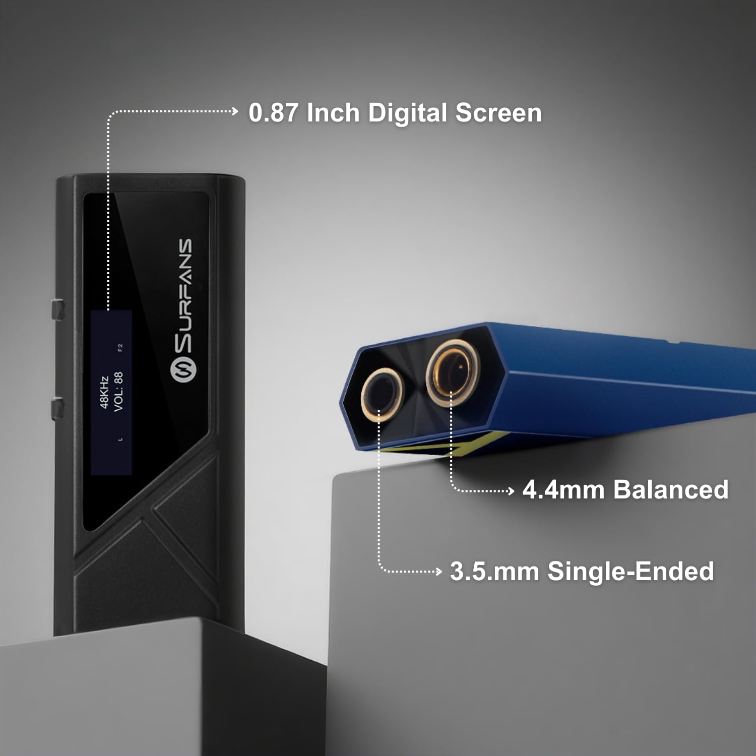 Surfans X10 Tragbarer Kopfhörerverstärker DAC Dongle,USB-C Hi-Res Audio Adapter mit ES9028Q2M + ES9603Q, 522mW Balanced Output, PCM 384kHz/32bit DSD256, 3.5mm & 4.4mm, für Android/iOS/PC/Mac
