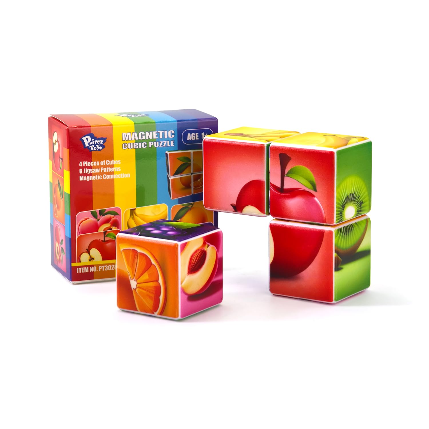 Photo 1 of Pairez Toys Magnetic Blocks Building Cubes - Fruit Patterns, 1.65 inch, Age 1+