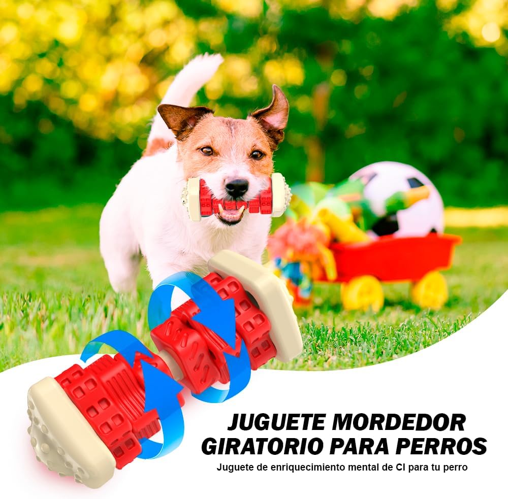 Indestructible Dog Toys - Natural Rubber Heavy Duty Chew, Dental Cleaning, Anti-Stress and Interactive Teether for Large and Medium Dogs (Red) 6