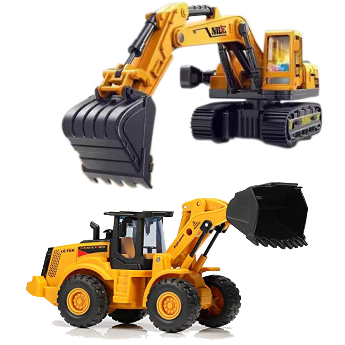 DEOXY Plastic Construction Loader Vehicle With Lights Excavator Building Vehicles Toys For Kids 3+Year (Pack Of 2),Yellow (B0C7RD1V1B) Amazon Price History, Amazon Price Tracker