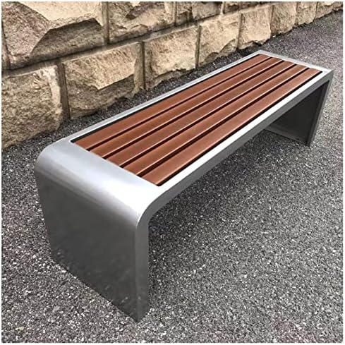 Weatherproof Outdoor Metal Frame Bench - Backless Silver Patio Seating 100x40x45cm for Garden, Porch & Park - Stylish Lounge Furniture for Outdoor Spaces
