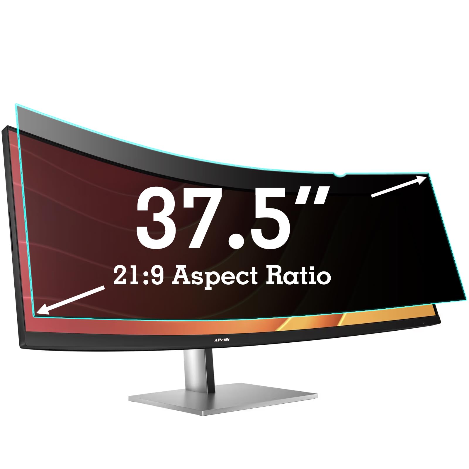 Photo 1 of APeiSi 37.5 Inch Privacy Screen Filter for 21:9 Curved Ultrawide Monitor | Privacy Shield | Anti Glare | Anti-Blue Light | Eye Protection | Anti Spy | Computer Security Private Filter Protector