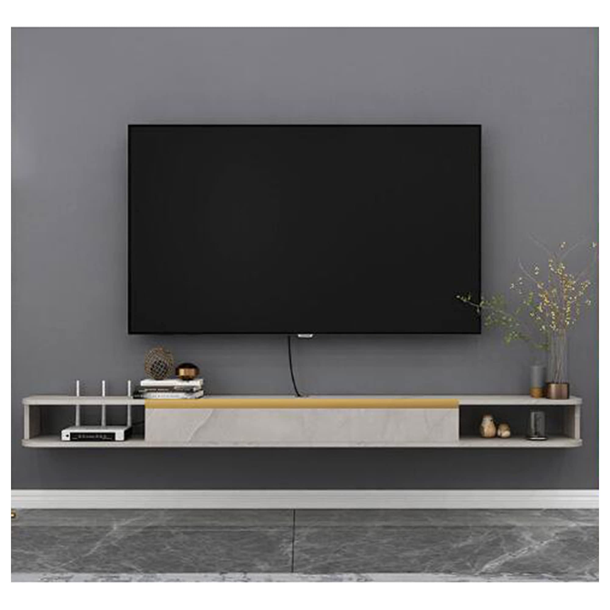 Buy Floating Tv Unit Wall Mounted TV Shelf,with a FlipDown Storage