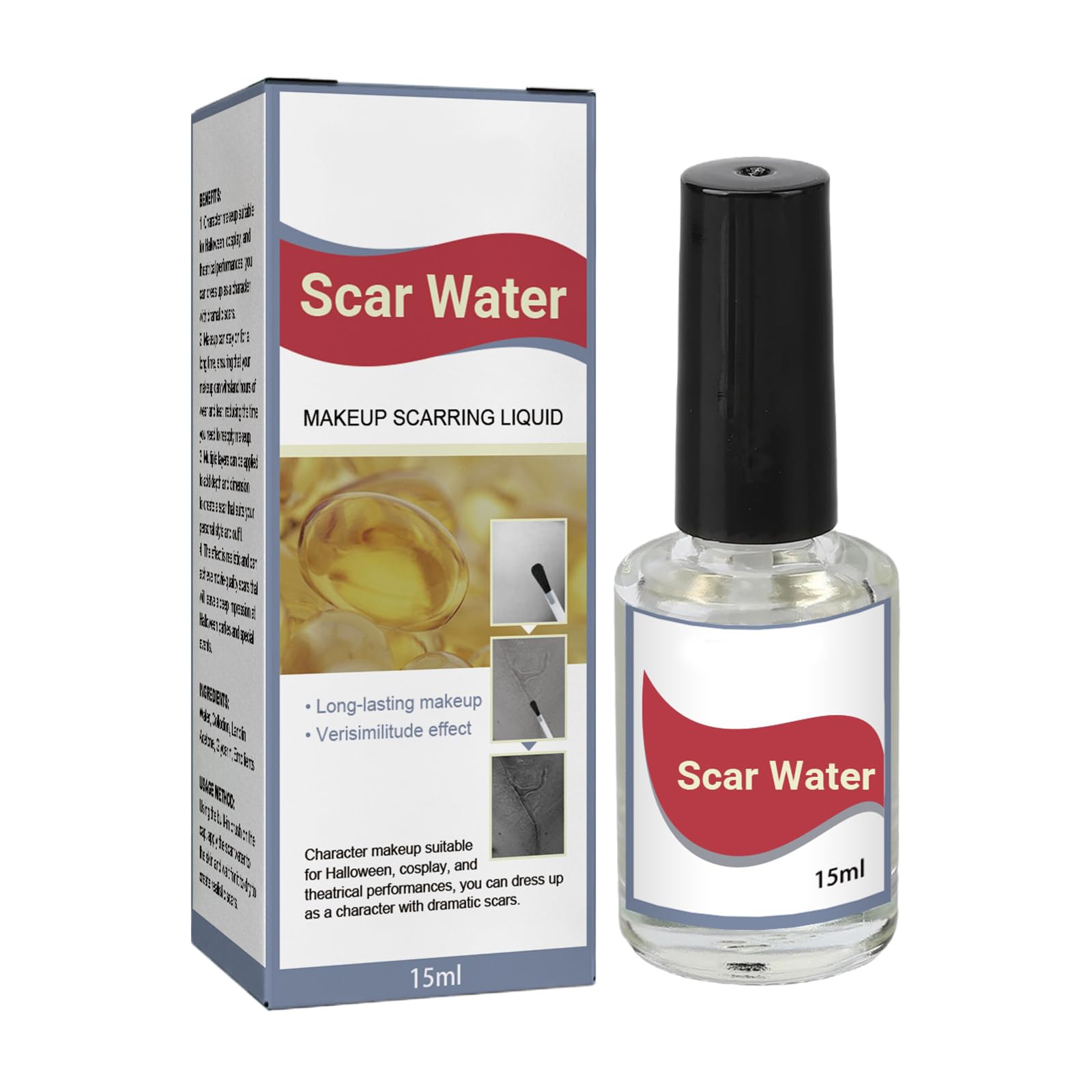 Muiltvoe Rigid Collodion Scar Liquid 15ml, Realistic Scarring Makeup Fluid, Halloween Cosmetic, Cosplay Fake Scar Liquid, Carnival Party FX Makeup Tool