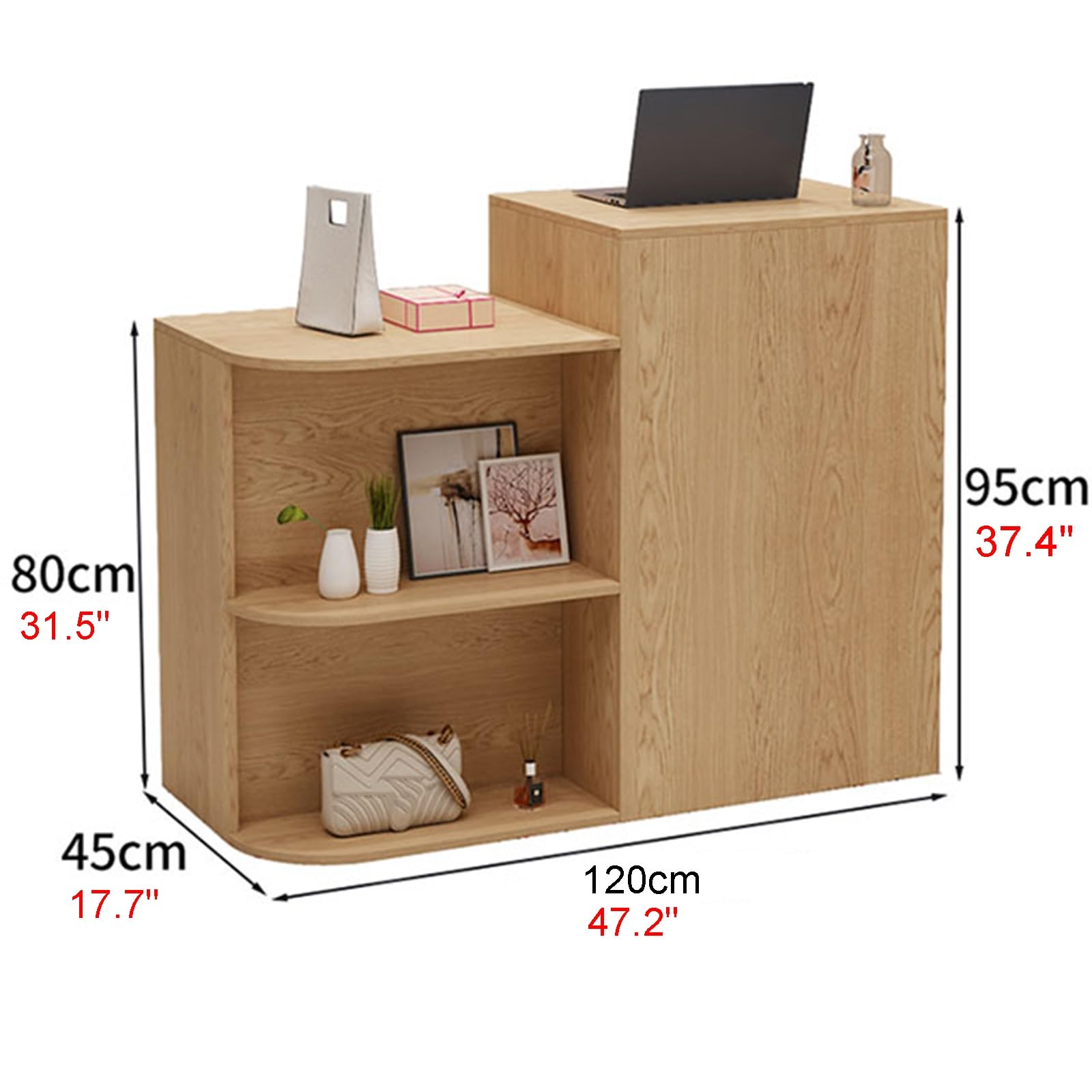 Recept Desk commerciale con Ders chiudibili, multi-livello, Eds arrotondati per Impact Resi, facile da montare, perfetto per uffici e aziende