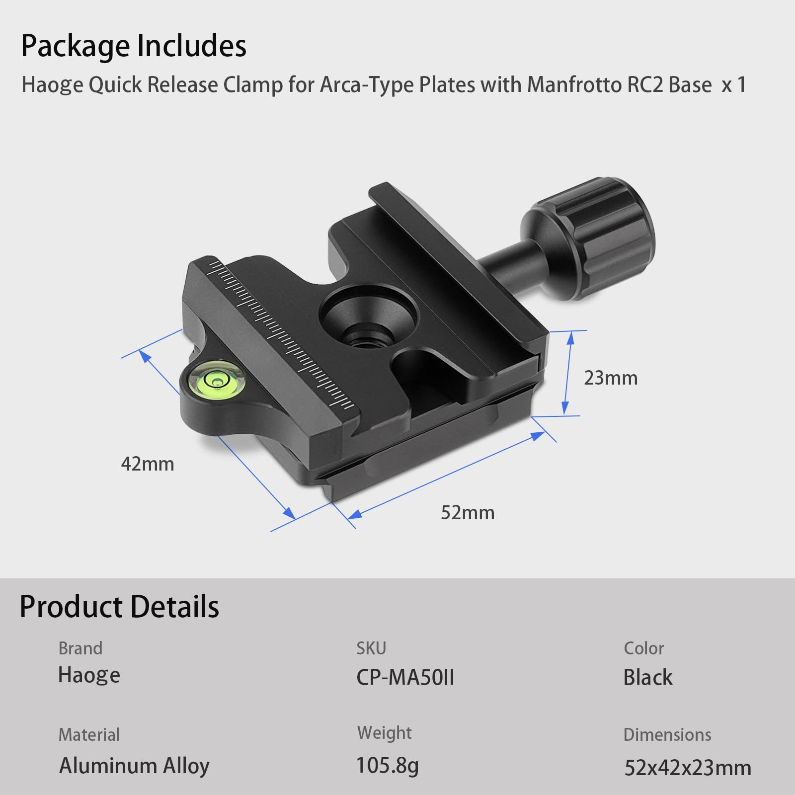 Haoge CP-MA50II Schnellspanner-Adapter, Konverterhalterung für Manfrotto RC2-System auf Arca Swiss kompatibel